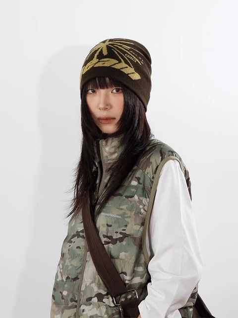 Japanese Brand Beanie Y2K Knitted Letter Size ONE SIZE - 2 Thumbnail