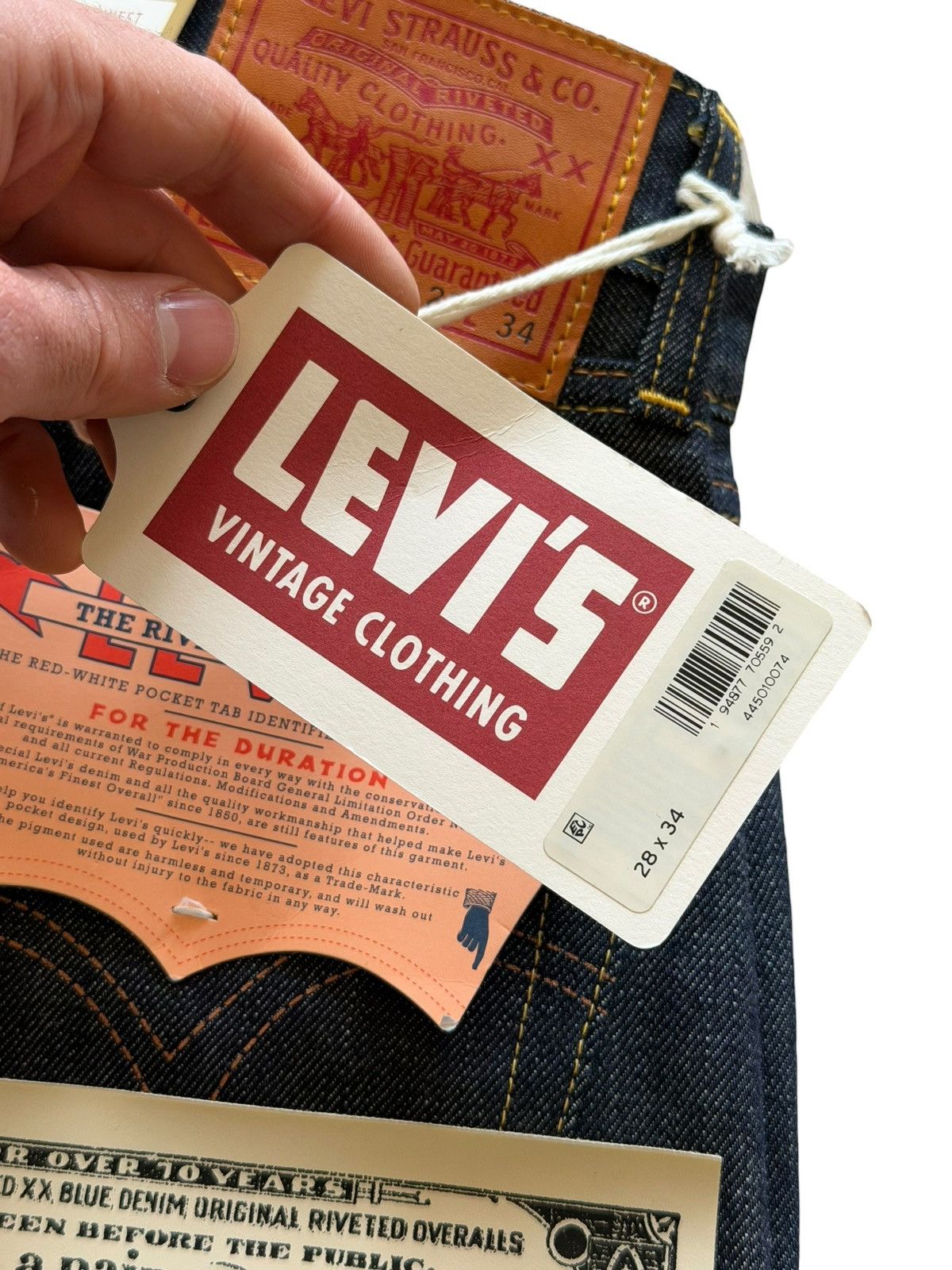 Levi's Vintage Clothing LVC 1944 1/100 WW2Cone Mills White Oak Perfect Imperfections Size US 28 / EU 44 - 8 Thumbnail