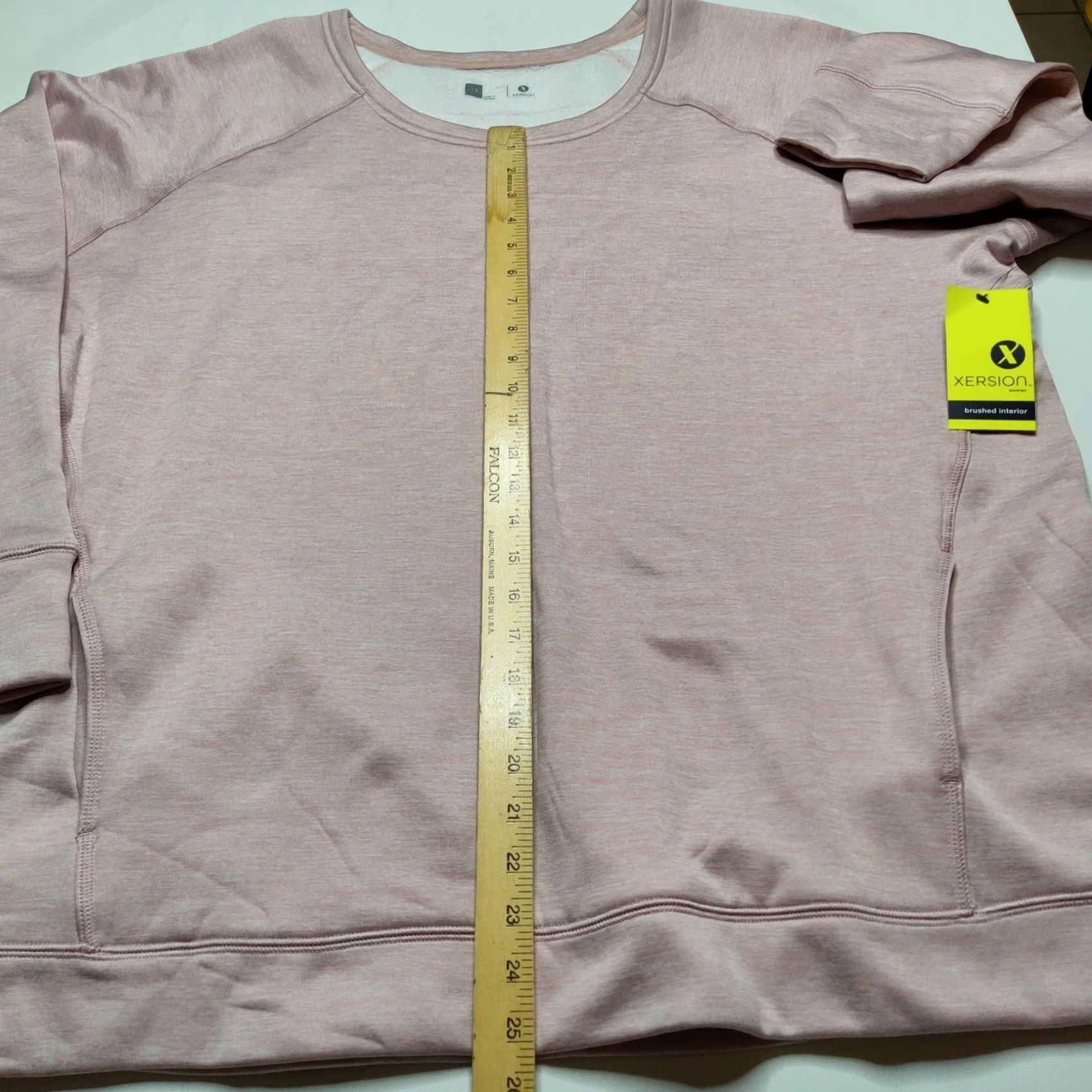 Vintage Xersion Women's 2X Pink Shadow Brushed Pullover Sweatshirt w Thumb Holes NEW Size XXL / US 16-18 / IT 52-54 - 6 Thumbnail