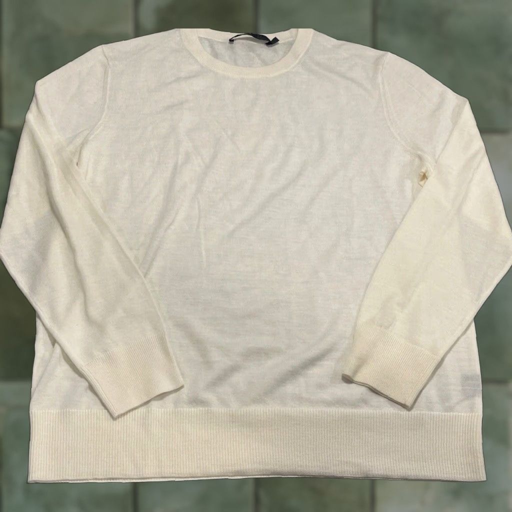 Vintage Jenni Kayne Crosby Sweater Womens Large Cream Merino Wool Crew Neck Pullover Size L / US 10 / IT 46 - 1 Thumbnail