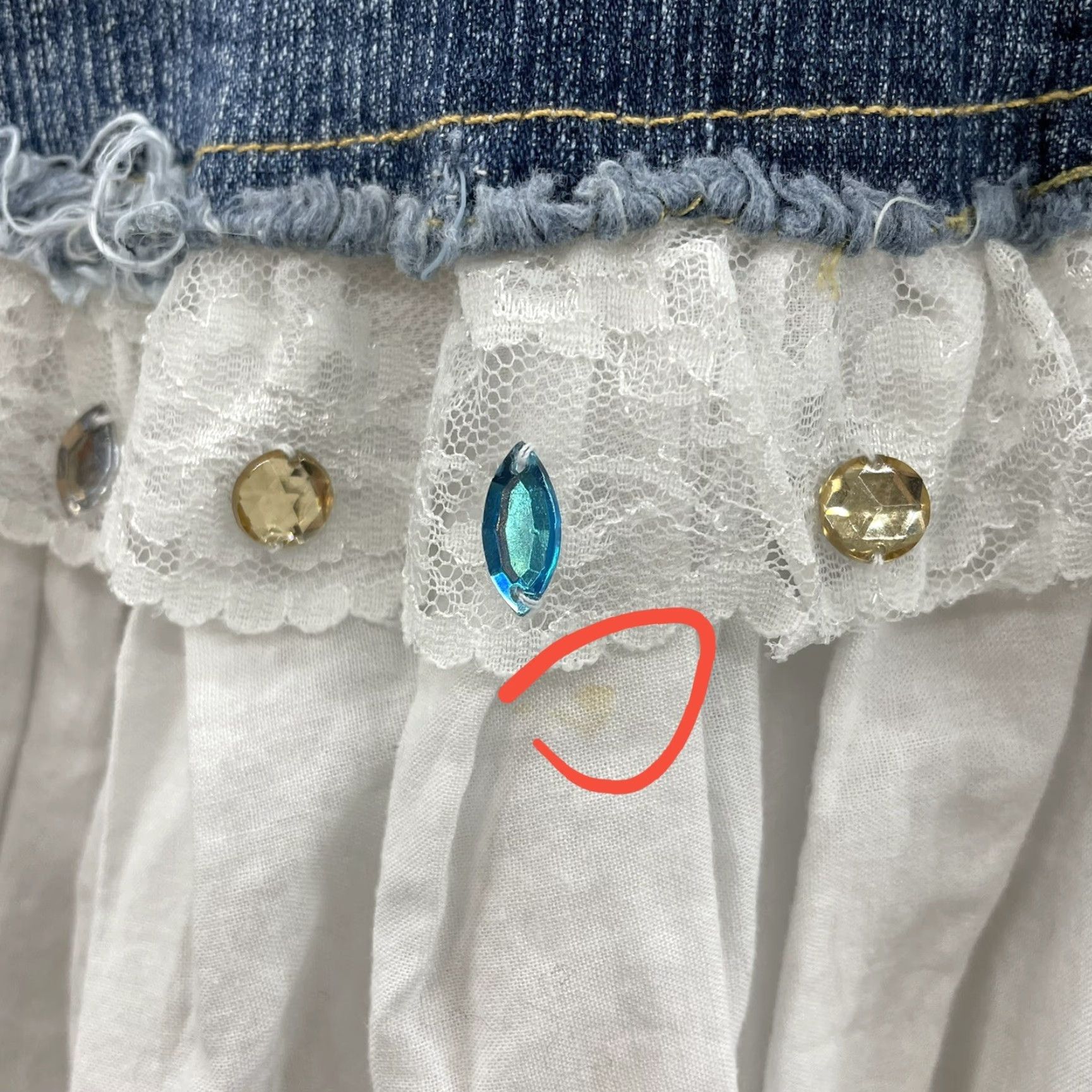 Denime VINTAGE Y2K Prairie Midi Skirt Denim White Cottagecore Coquette Fairy Women S 4 6 Small Size 27" / US 4 / IT 40 - 5 Thumbnail