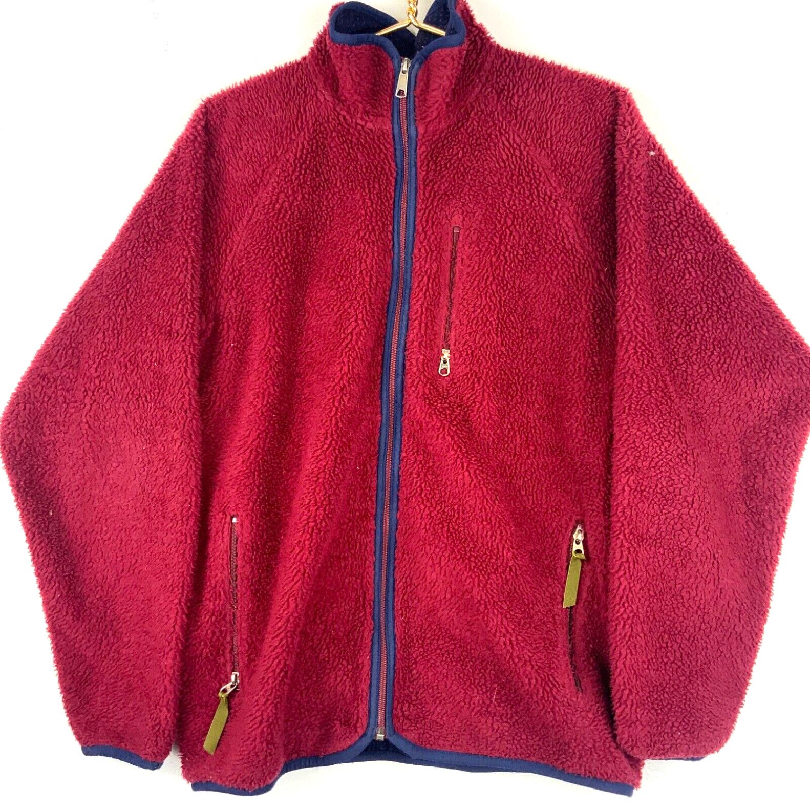 image of Vintage Patagonia Deep Pile Full Zip Fleece Sweater Jacket Size XL Red in White, Men's