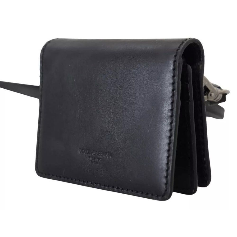 Dolce & Gabbana Dolce & Gabbana Black Leather Bifold Shoulder Sling Women Wa Size ONE SIZE - 1 Thumbnail