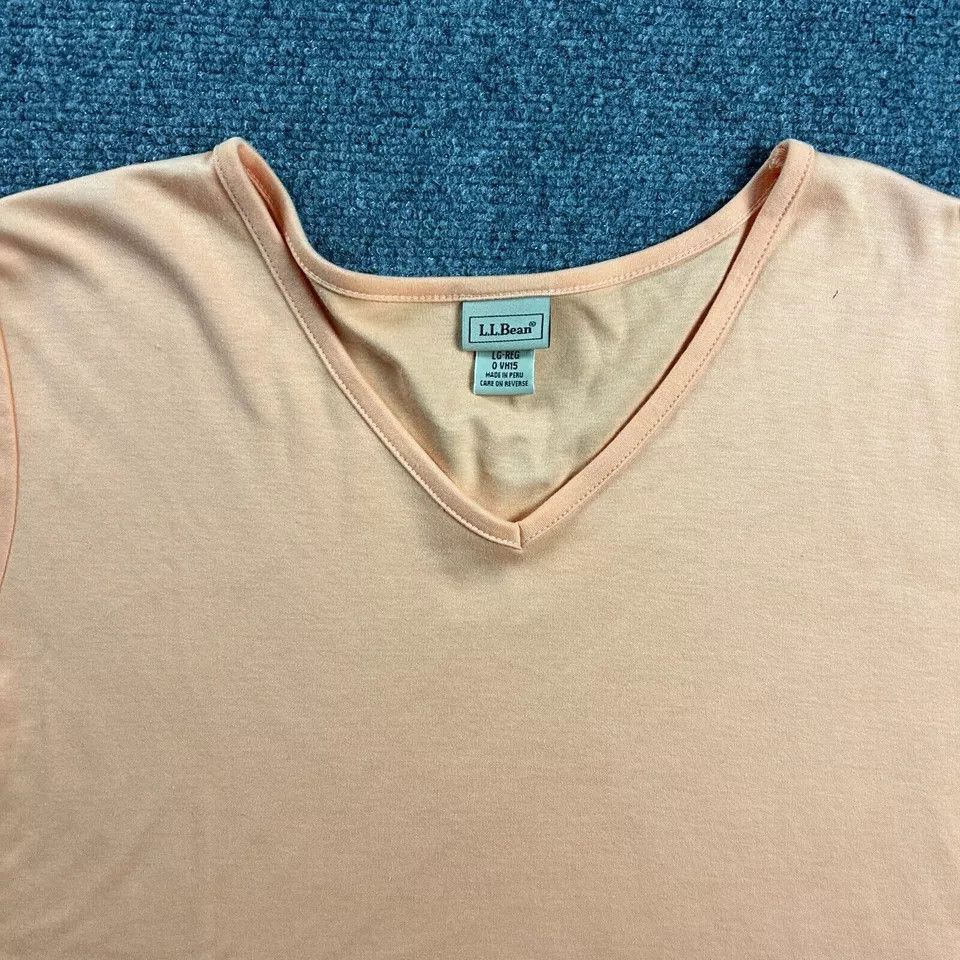 L.L. Bean LL Bean Shirt Womens Large Regular Orange Top V-Neck Supima Size L / US 10 / IT 46 - 2 Thumbnail