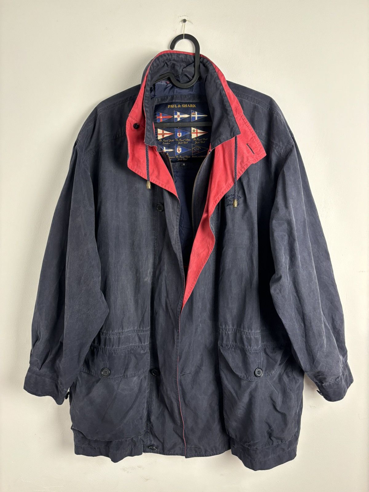 Japanese Brand × Paul & Shark × Vintage Vintage 80s Paul Shark Silk Windstopper Navy Coat Size US M / EU 48-50 / 2 - 4 Thumbnail