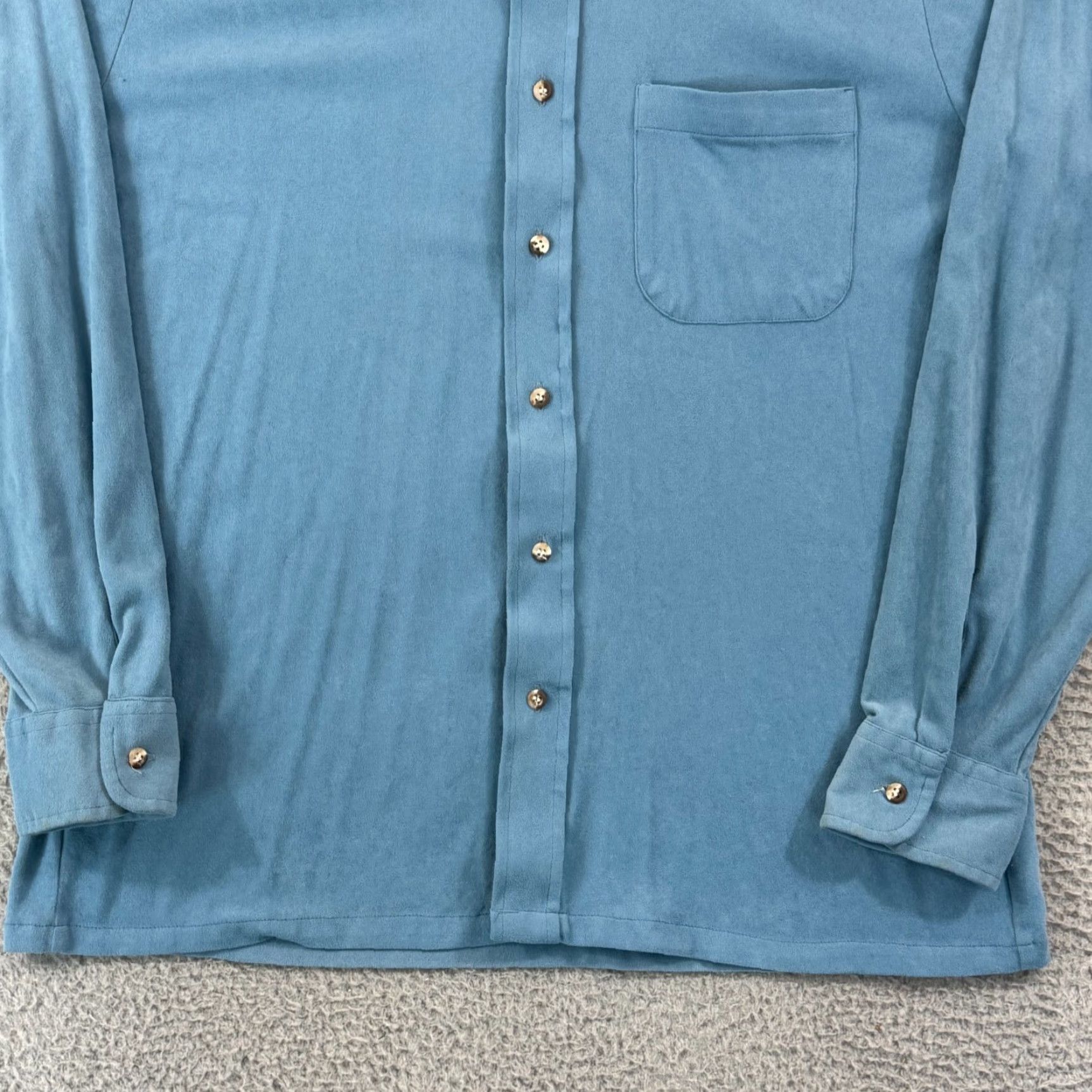 Velour Vintage Persuade Shirt Mens Large Blue Button Up 80s Long Sleeve Pocket Velour Size US L / EU 52-54 / 3 - 3 Thumbnail
