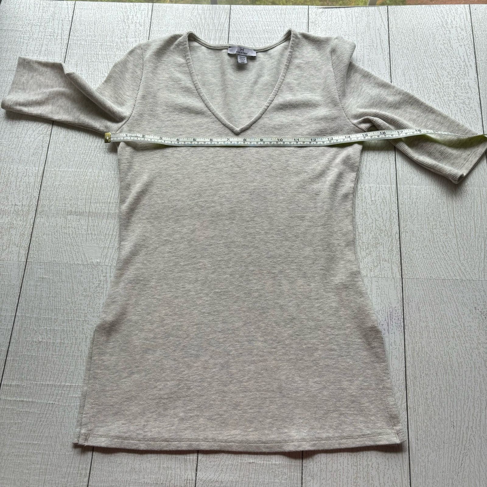 Other H Halston Marbled Gray V Neck Ribbed Shirt XS Stretch Top Size XS / US 0-2 / IT 36-38 - 5 Thumbnail