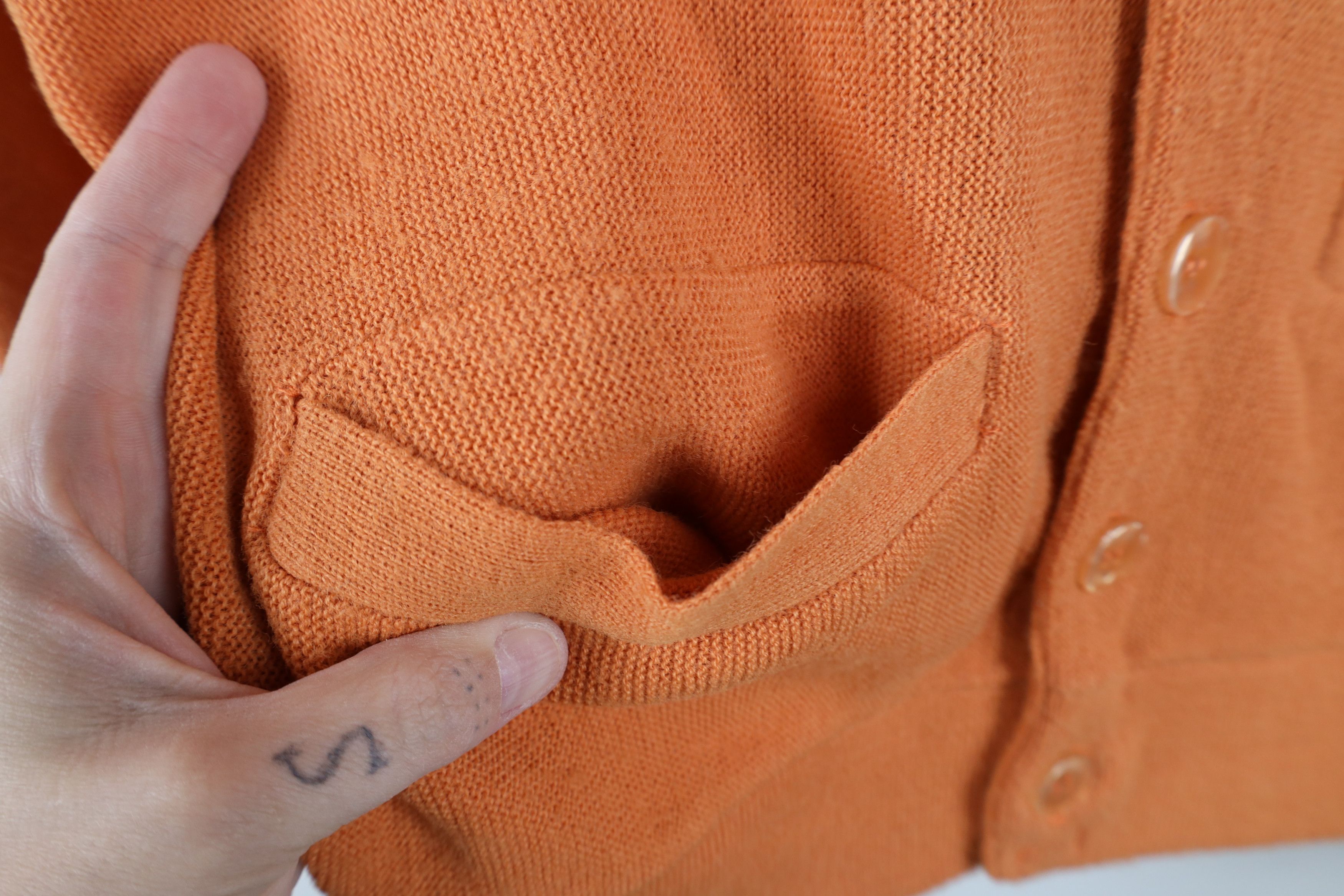 Vintage Vintage 60s 70s Streetwear Knit Cardigan Sweater Orange USA Size US L / EU 52-54 / 3 - 6 Thumbnail