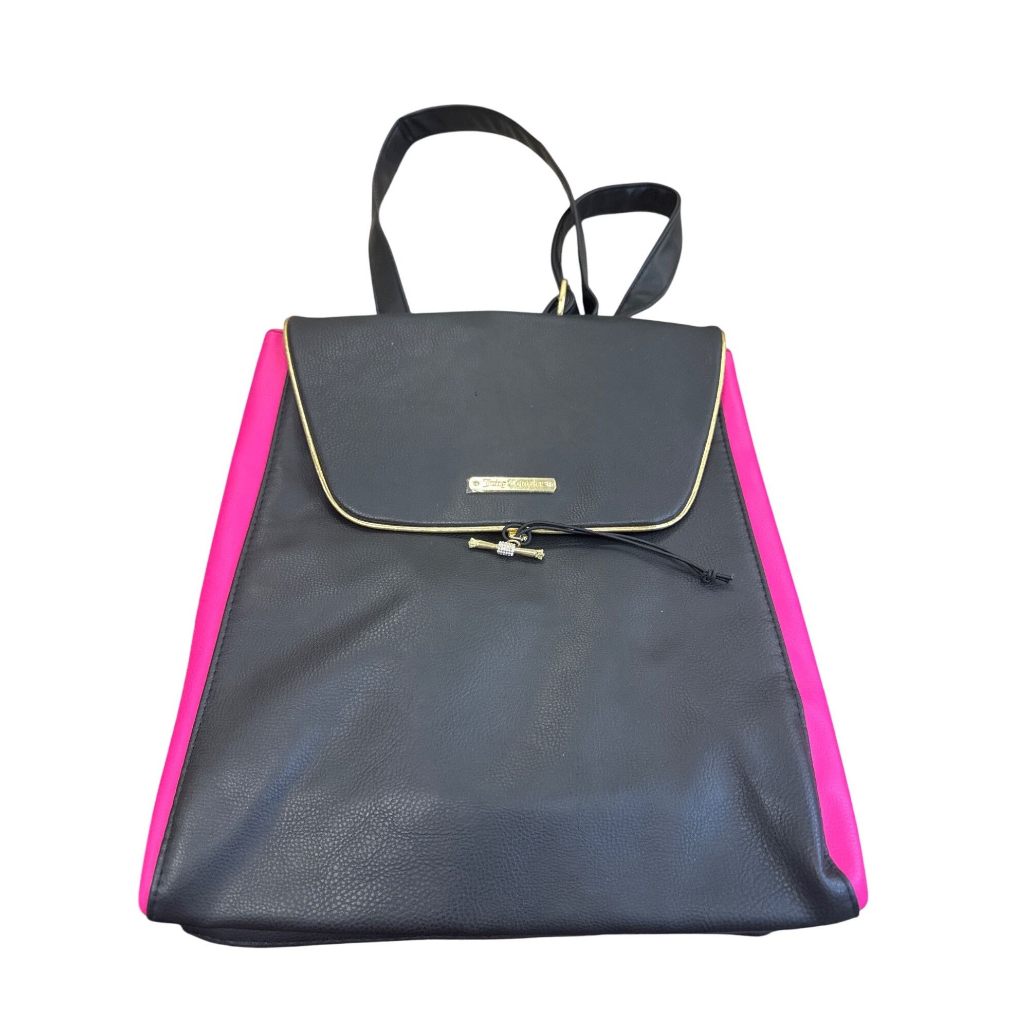 Juicy Couture Juicy Couture Womens Black & Pink Backpack With Gold Accents Size ONE SIZE - 1 Thumbnail