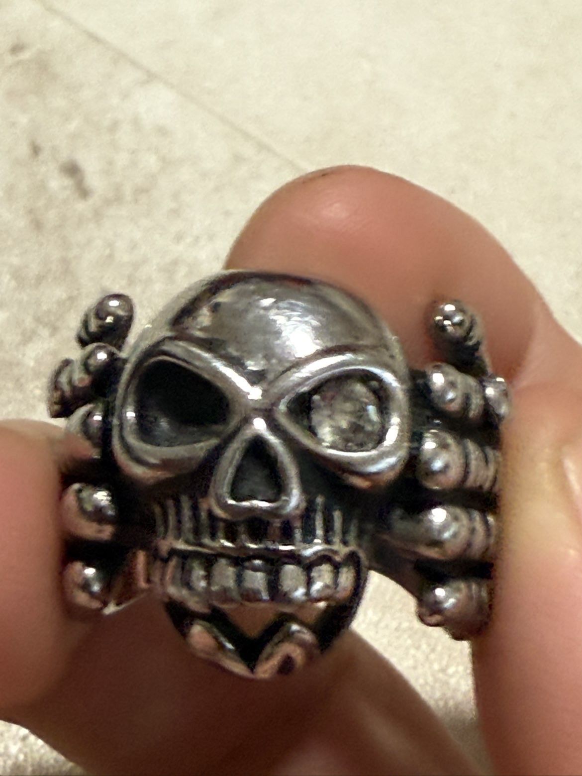 Other UK Skull Ring W/ Gemstone In Eyeball Size ONE SIZE - 1 Thumbnail