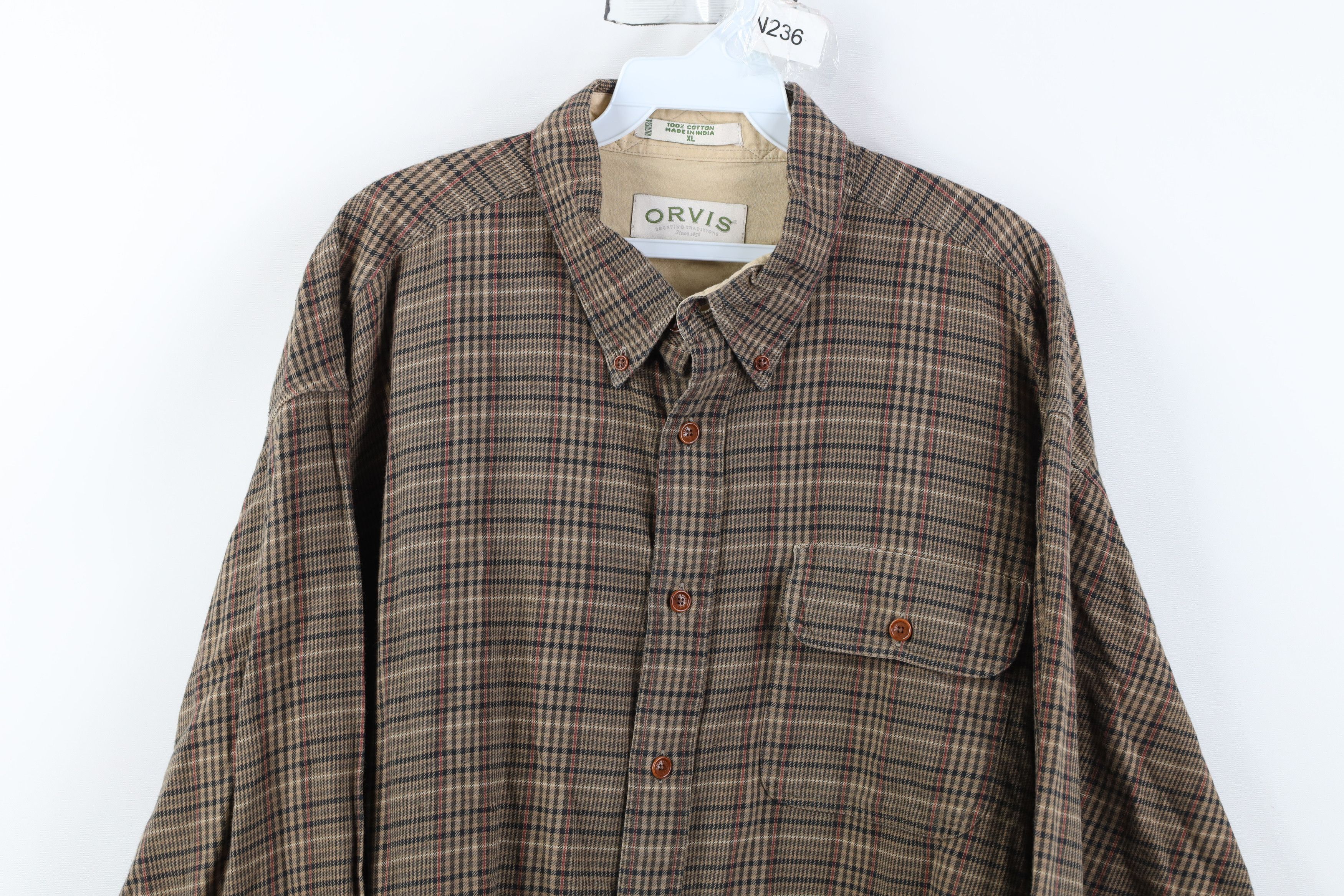 Orvis Vintage 90s Orvis Flannel Collared Button Down Shirt Size US XL / EU 56 / 4 - 2 Thumbnail