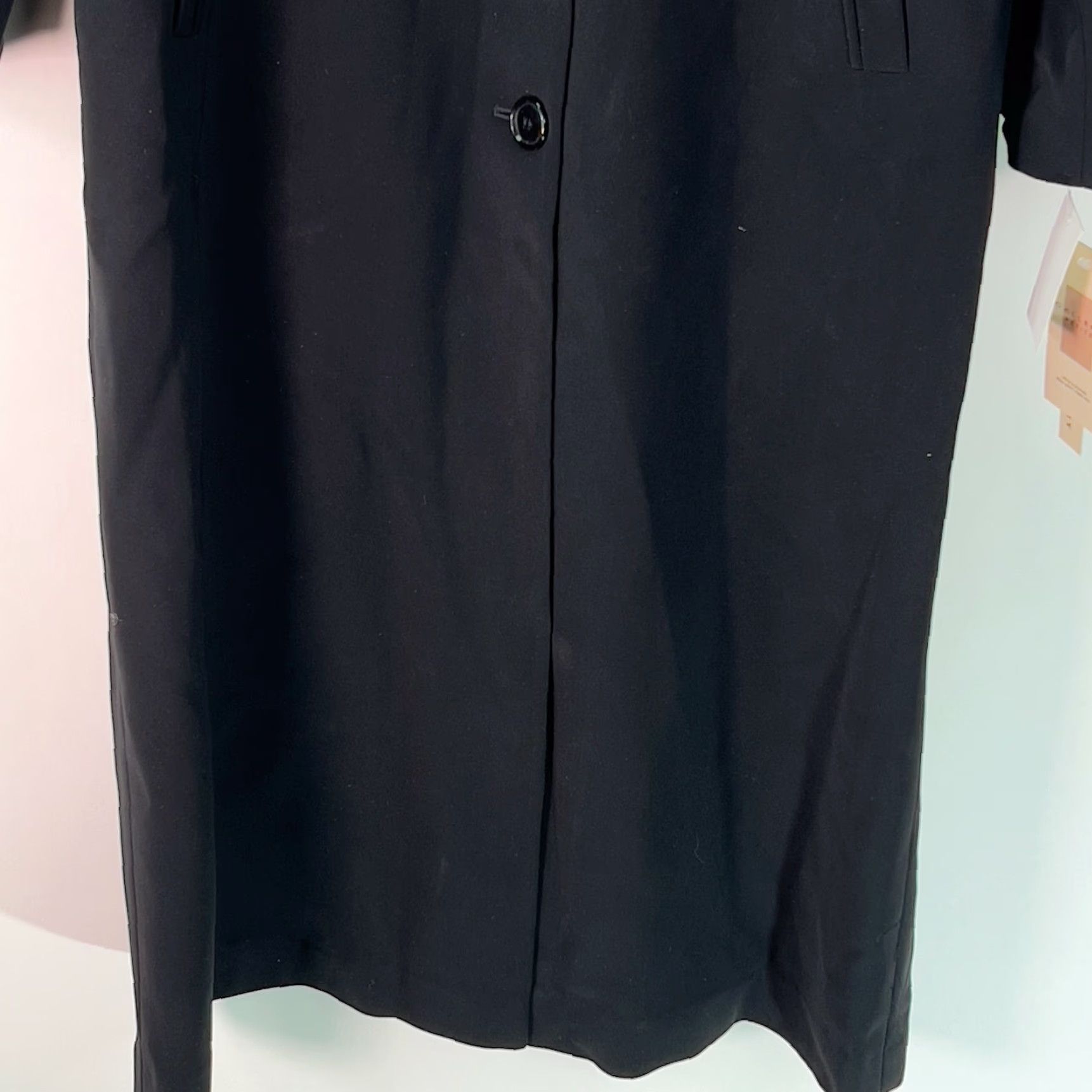 Vintage Gallery Trench Coat Women Long Sleeve Button Front Water Repellent Black Size 4P 46" 100% Polyester, 2-7? Size S / US 4 / IT 40 - 6 Thumbnail