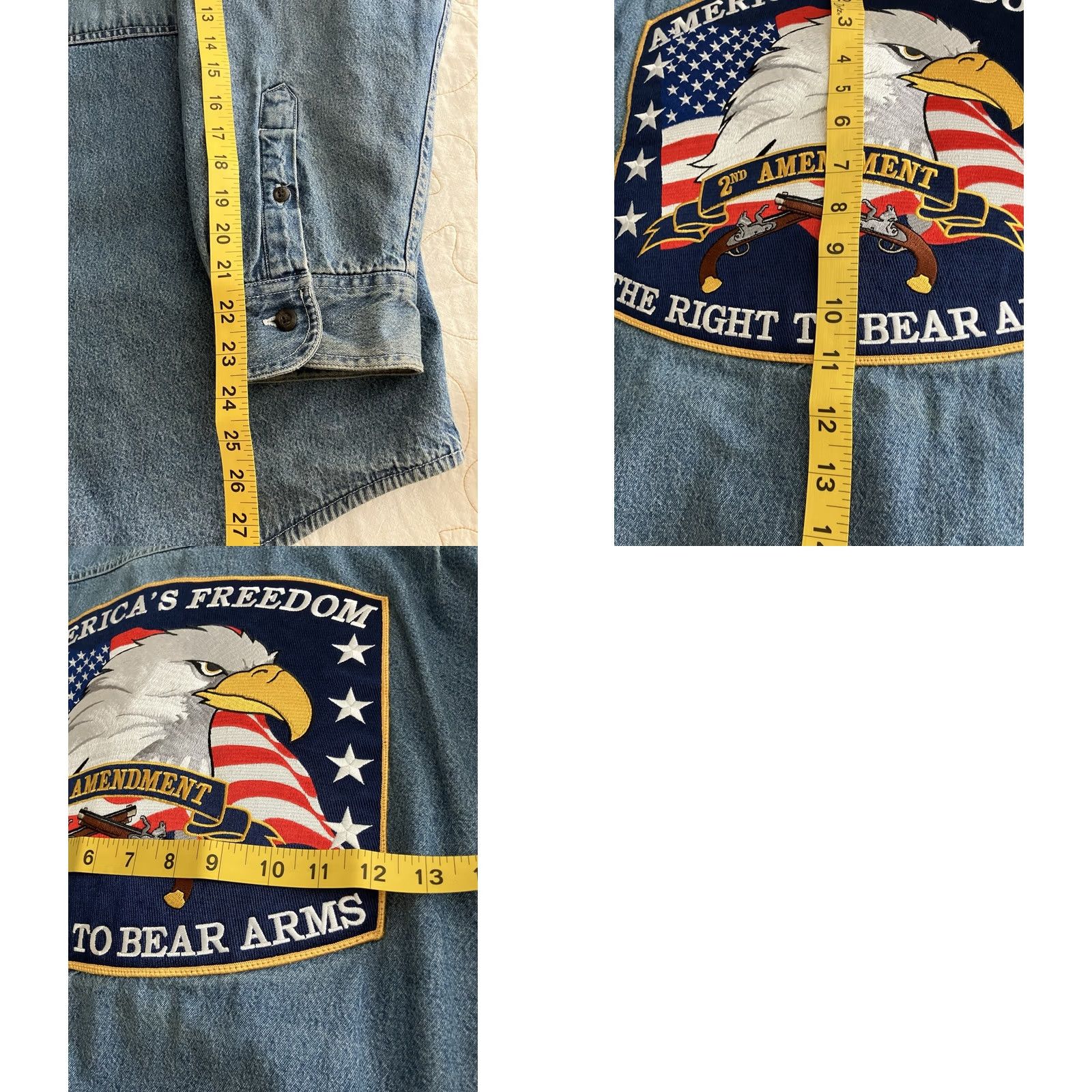 Vintage Vintage Stanley Denim Shirt 2XL Plaid Fleece Lined 2nd Amendment Large Patch Shirt Mens 2XL Blue Plaid Denim Jacket Size US XXL / EU 58 / 5 - 8 Thumbnail
