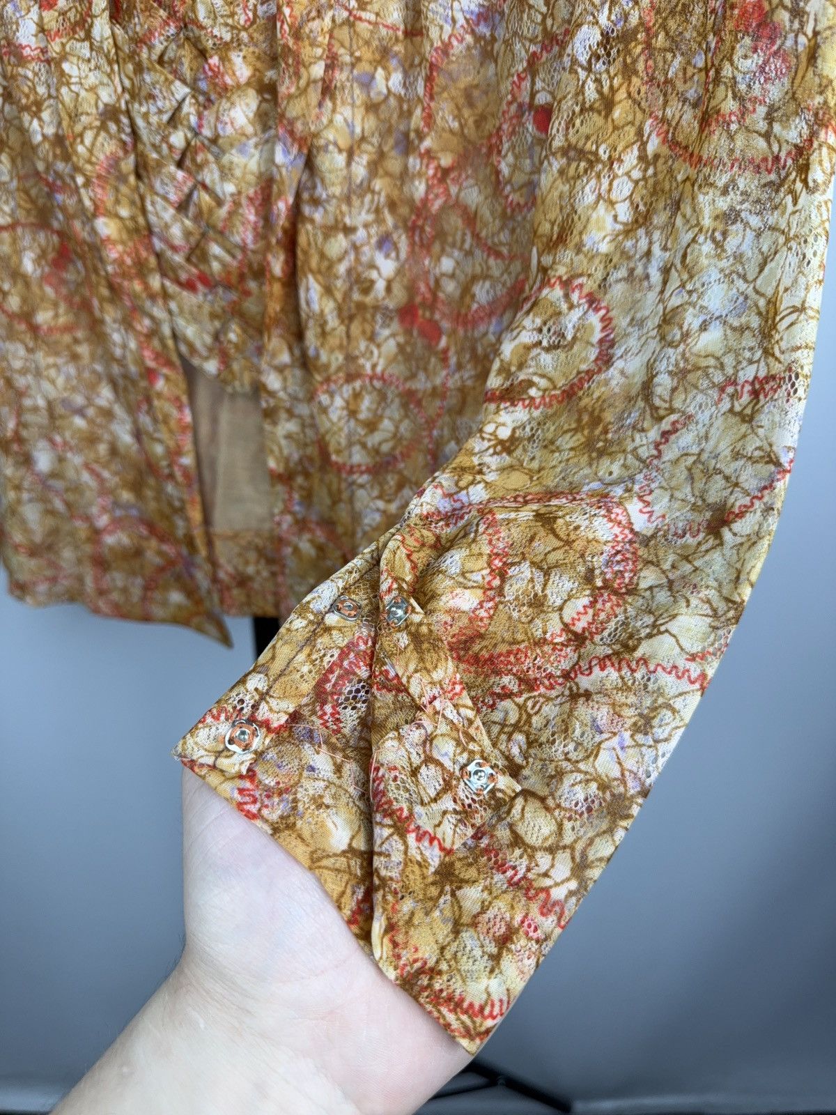 Japanese Brand 00s Y2K Archive Lace Mesh Blouse Gaultier Style Sheer Top Size S / US 4 / IT 40 - 9 Thumbnail