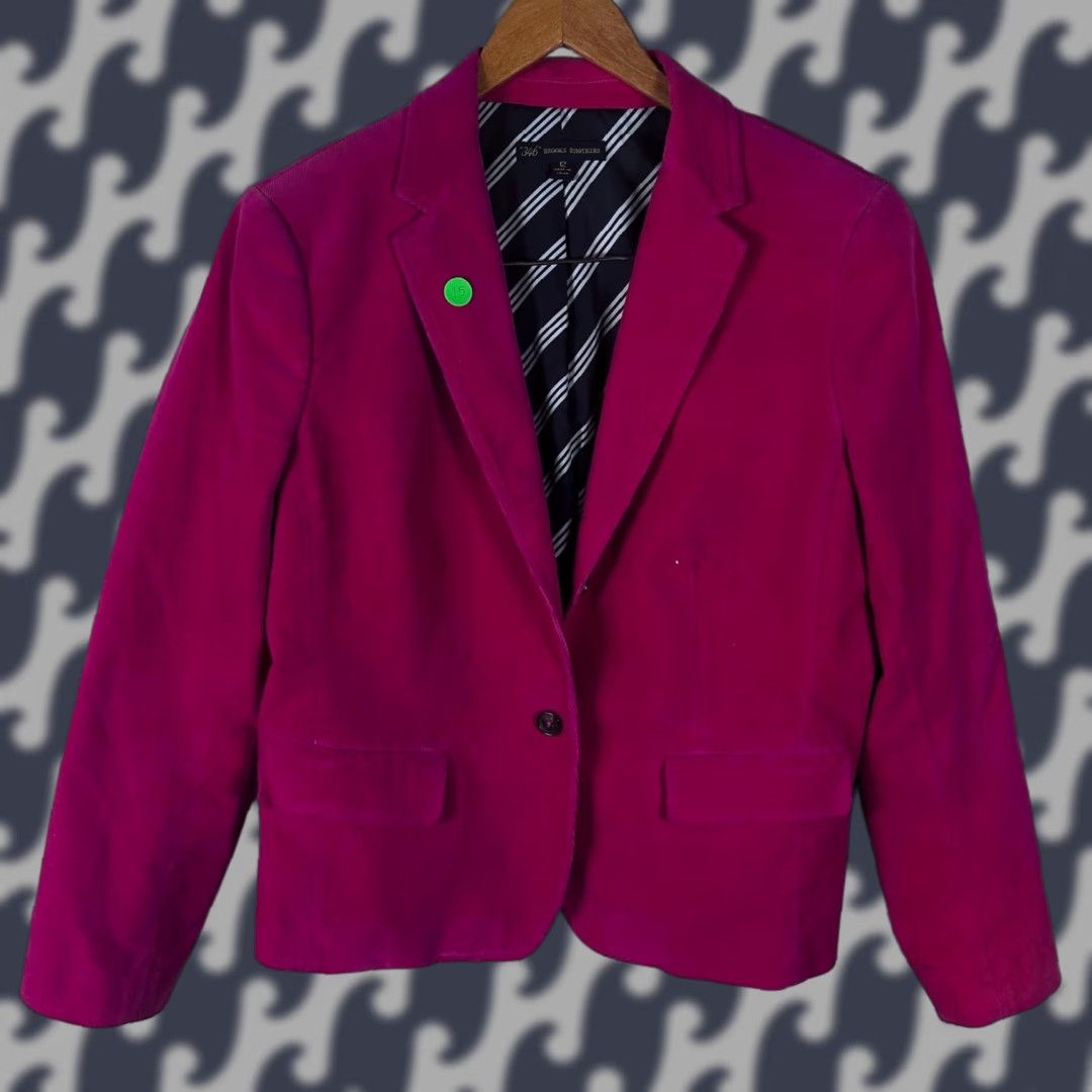 Brooks Brothers Brooks Brothers Blazer Jacket Pink Corduroy 12 Womens Cotton Spandex Notch One-Button 40in Chest Lined Stretch Vintage: No Size XL / US 12-14 / IT 48-50 - 1 Thumbnail