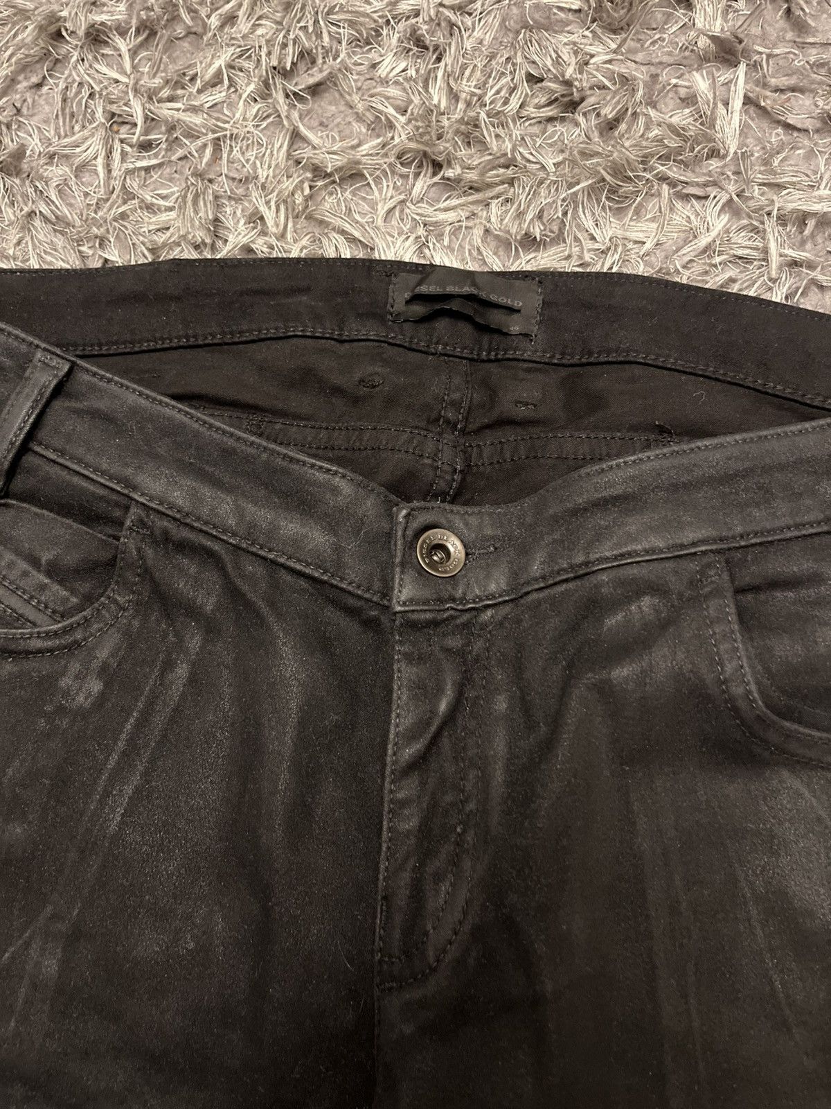 Archive avant garde waxed biker pants diesel black gold