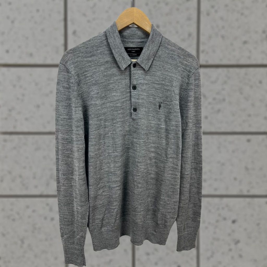 Allsaints AllSaints 100% Merino Mode LS Polo Shirt Pullover Gray Size L Mens Size US L / EU 52-54 / 3 - 1 Thumbnail