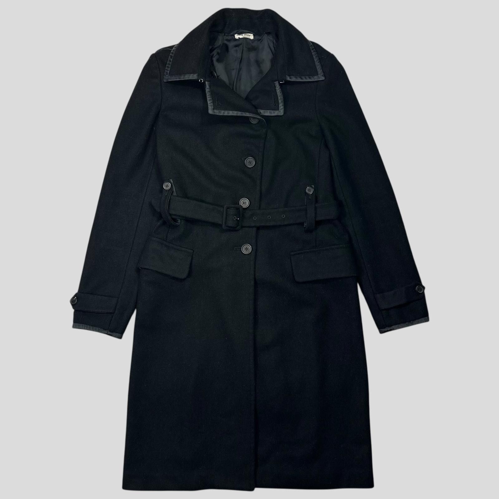 Miu Miu Miu Miu 2006 Wool + Nylon Mini Belted Trench Coat - IT38 Size S / US 4 / IT 40 - 1 Thumbnail
