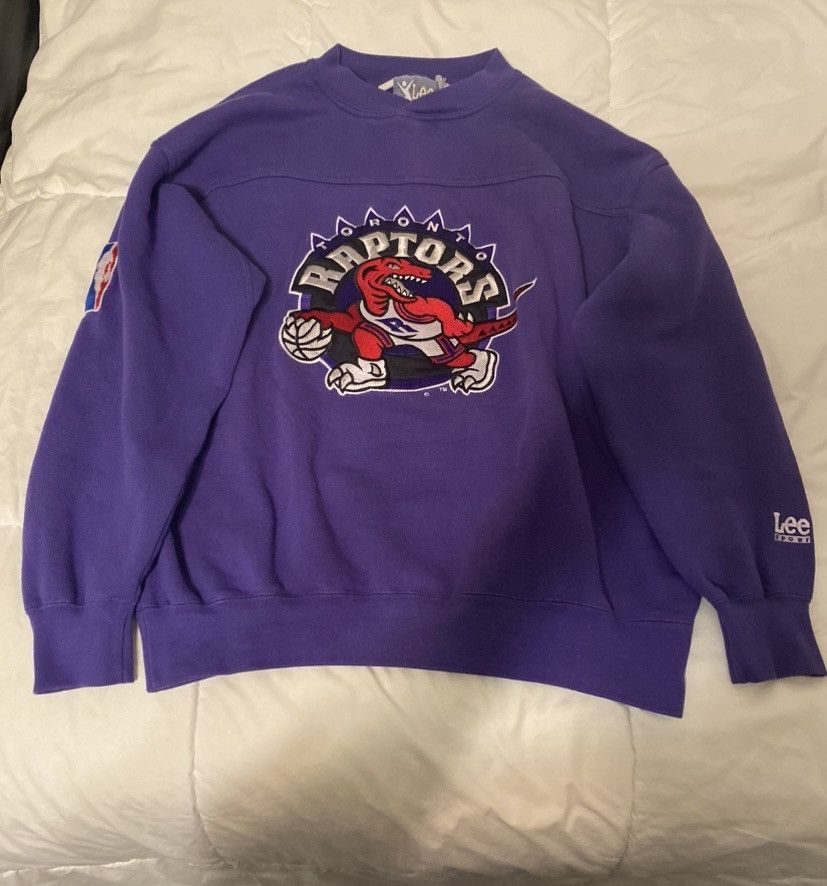 image of NBA x Vintage Embroidered Raptors Crewneck Sweater in Purple, Men's (Size Large)