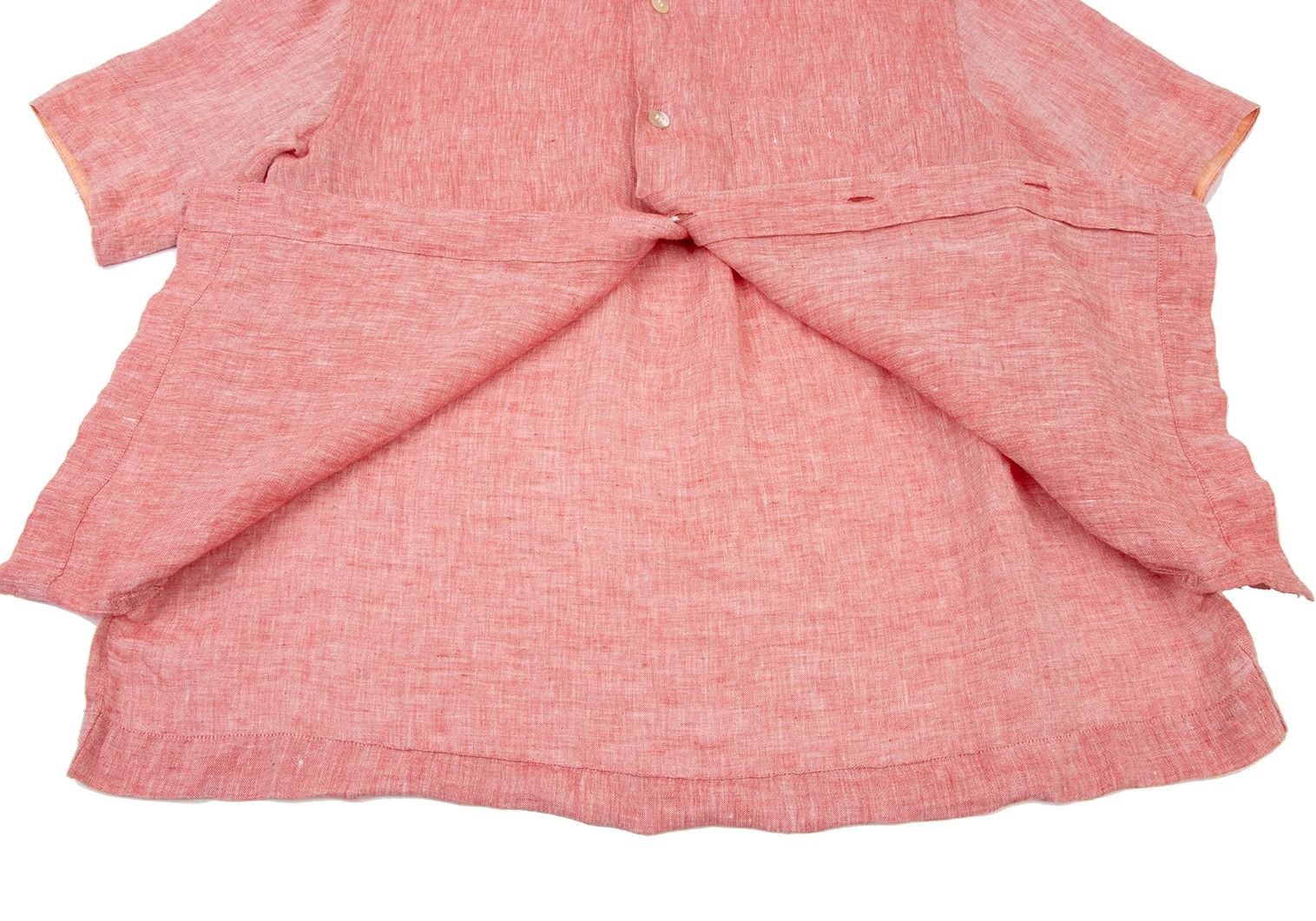 Issey Miyake Linen Collarless Short Sleeve Shirt in Red and White Size US S / EU 44-46 / 1 - 8 Thumbnail
