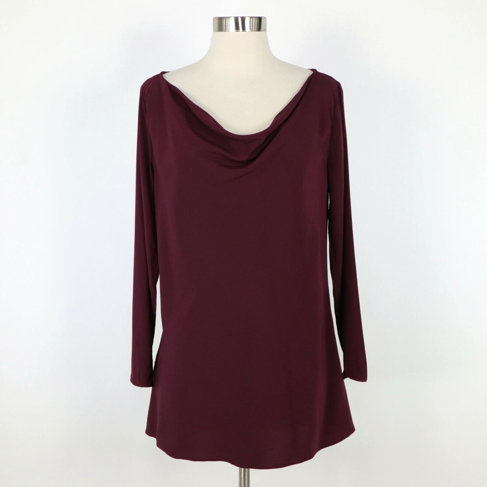 image of Ralph Laurent Black Label Silk Blouse Top Womens 8 Cowl Neck Burgundy Red in White (Size Medium)