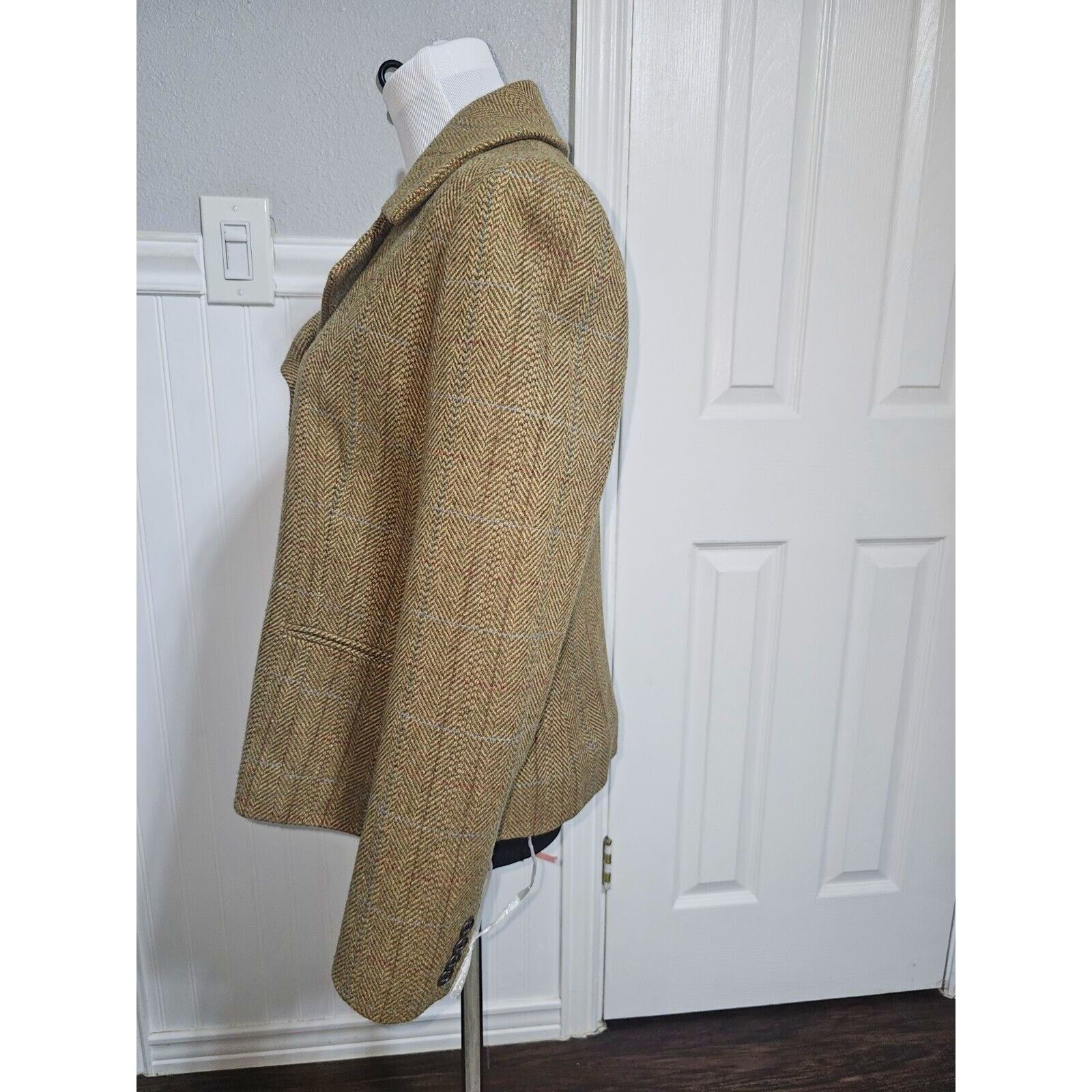 Chaps CHAPS Womens Wool Blend Brown Tweed Blazer/Jacket Size L Size L / US 10 / IT 46 - 5 Thumbnail