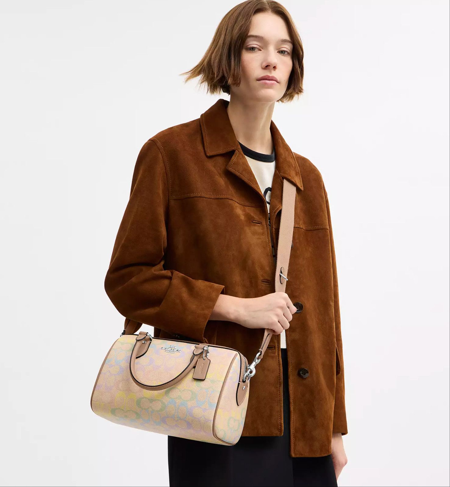 Coach Rowan Satchel Bag In Rainbow Signature Canvas CDA90 Size ONE SIZE - 10 Thumbnail