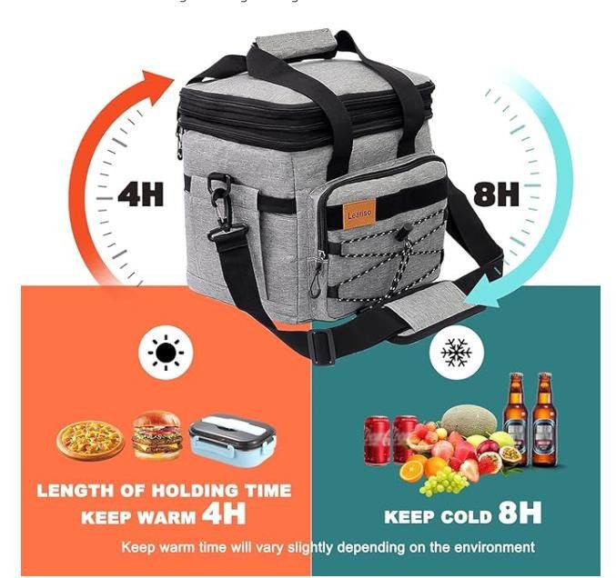 NBDN Nobrandedon 2-Tier Reusable Insulated Lunch Box with Strap, Leakproof Size ONE SIZE - 2 Thumbnail