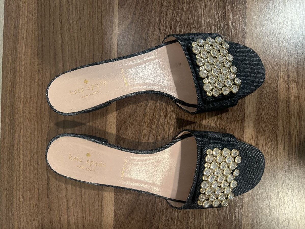 Kate Spade Denim embellished slides Size US 8 / IT 38 - 1 Thumbnail