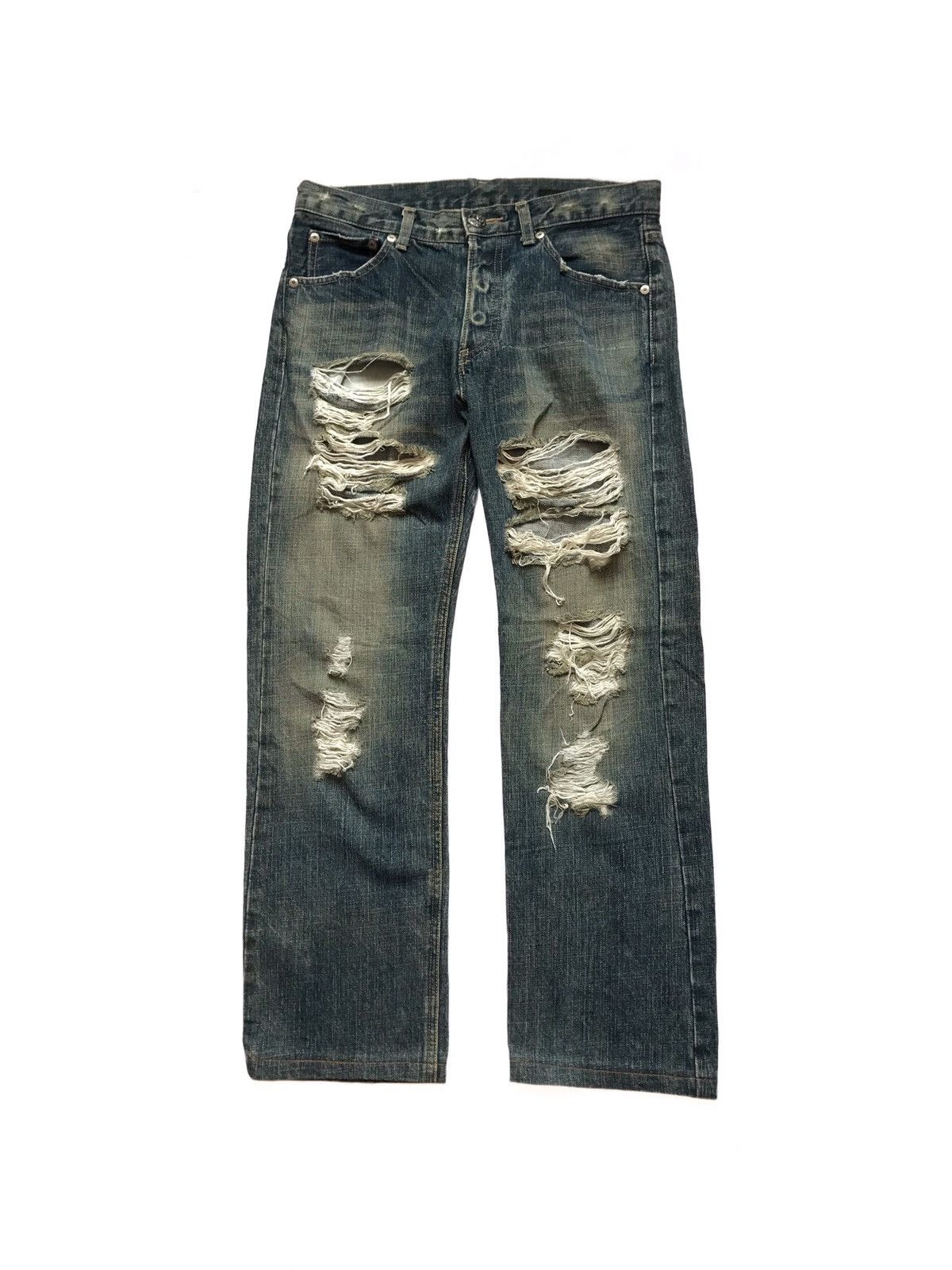 image of The Viridi Anne The Viridi-Anne Mudwash Distressed Jeans in Blue, Men's (Size 30)