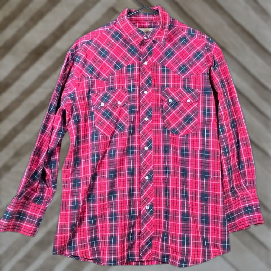 Wrangler Wrangler Shirt Red Black Plaid Pearl Snap Long Sleeve Western Medium Mens Shirt Size US M / EU 48-50 / 2 - 1 Thumbnail