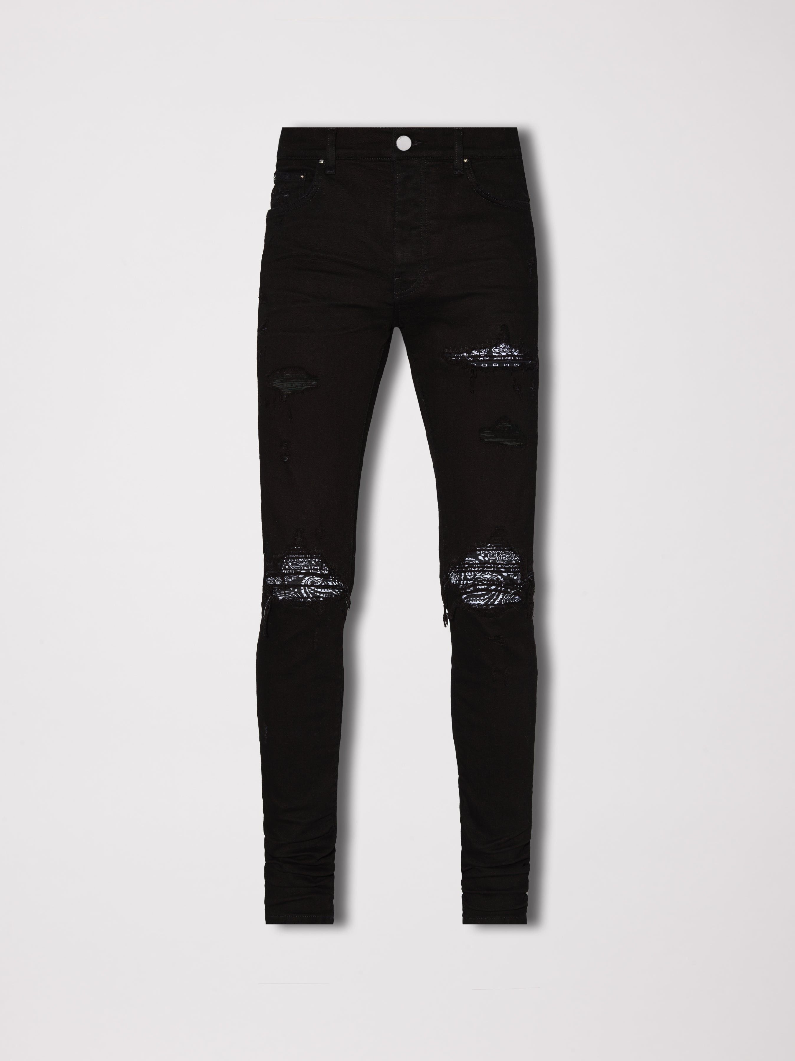 Amiri oc11z0225 MX1 Bandana Jeans in Black Size US 33 - 1 Thumbnail