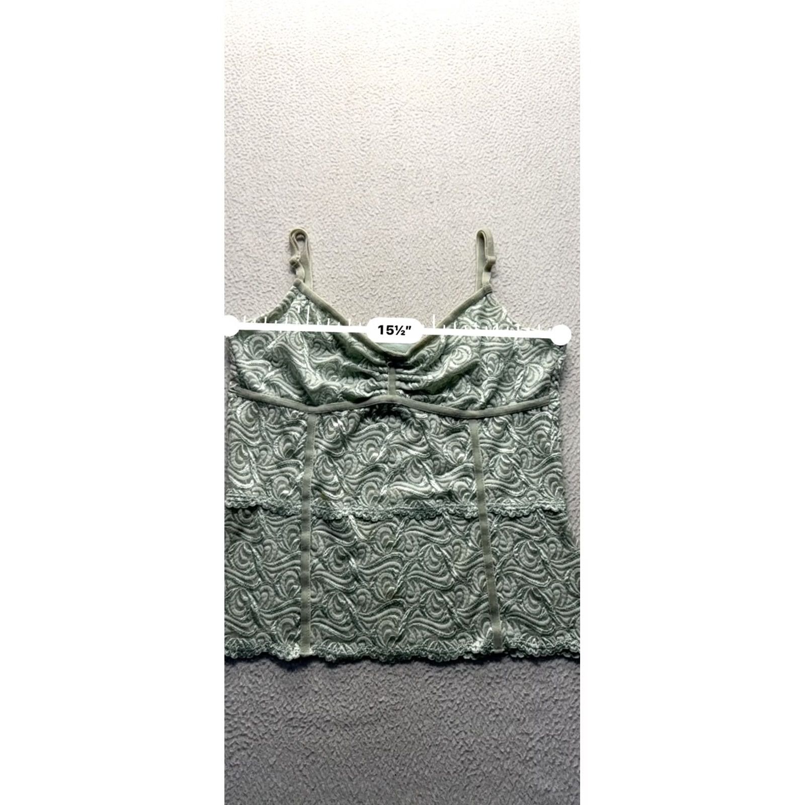 Bebe bebe Green Lace Camisole Tank Top Nylon Blend Adjustable Straps L Womens L Green Lace Tank Casual Summer 9715 Size L / US 10 / IT 46 - 7 Thumbnail
