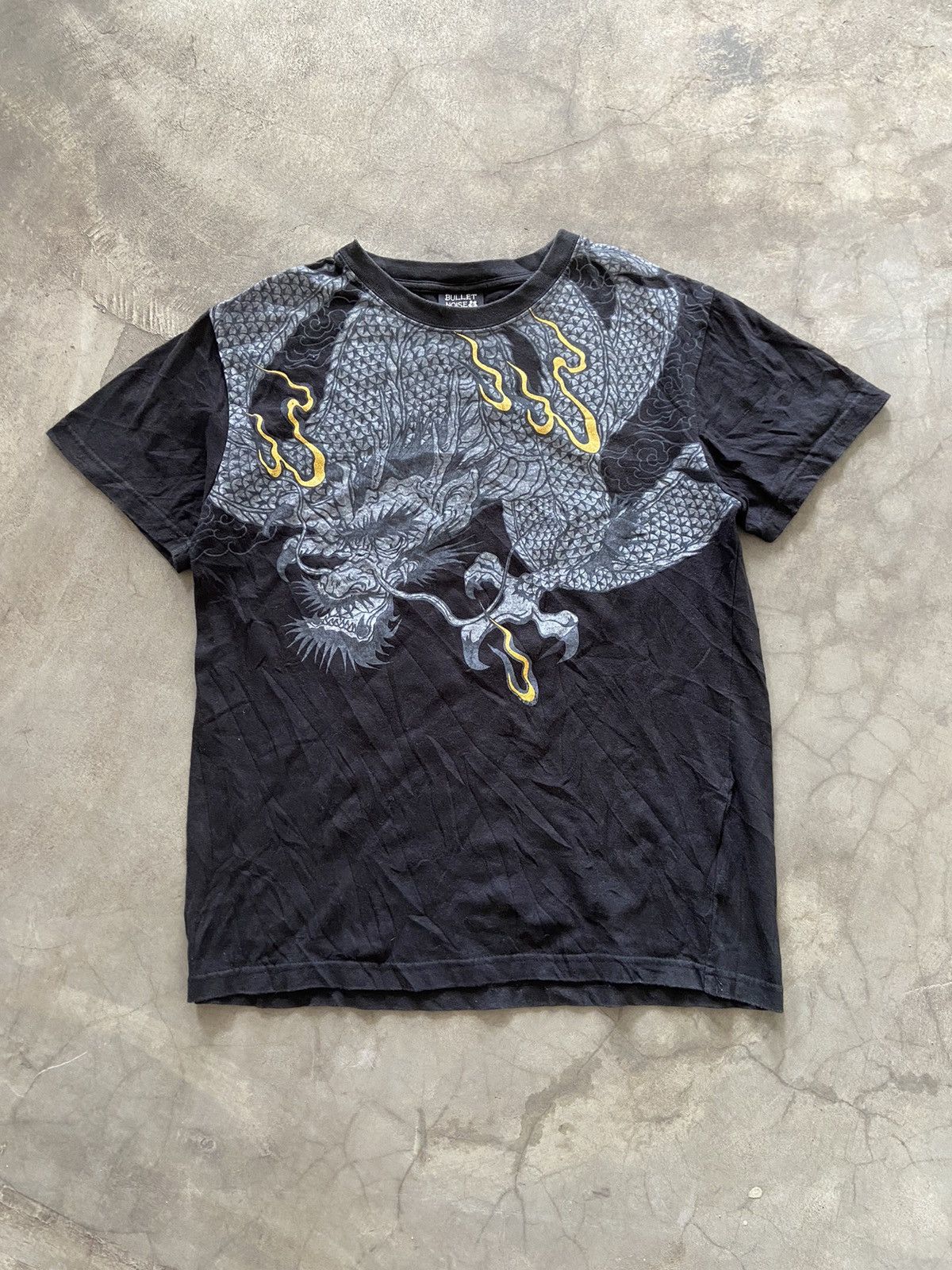 image of Bullet Noise Dragon Printed Tee Shirt in Black, Men's (Size Medium)