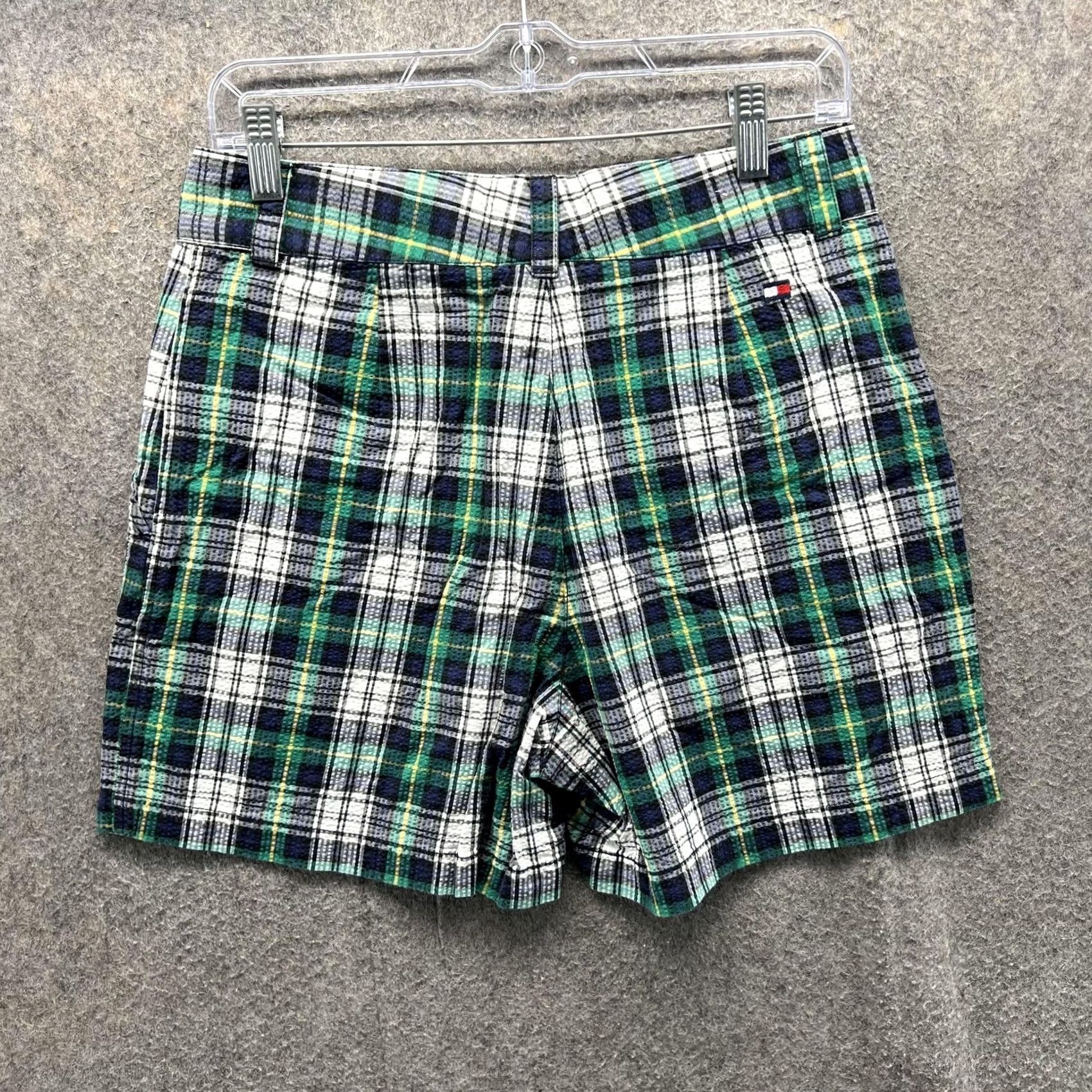 Tommy Hilfiger Tommy Hilfiger Shorts Womens 8 Green Blue Plaid Seersucker Cotton Preppy Casual Size 30" / US 8 / IT 44 - 2 Thumbnail
