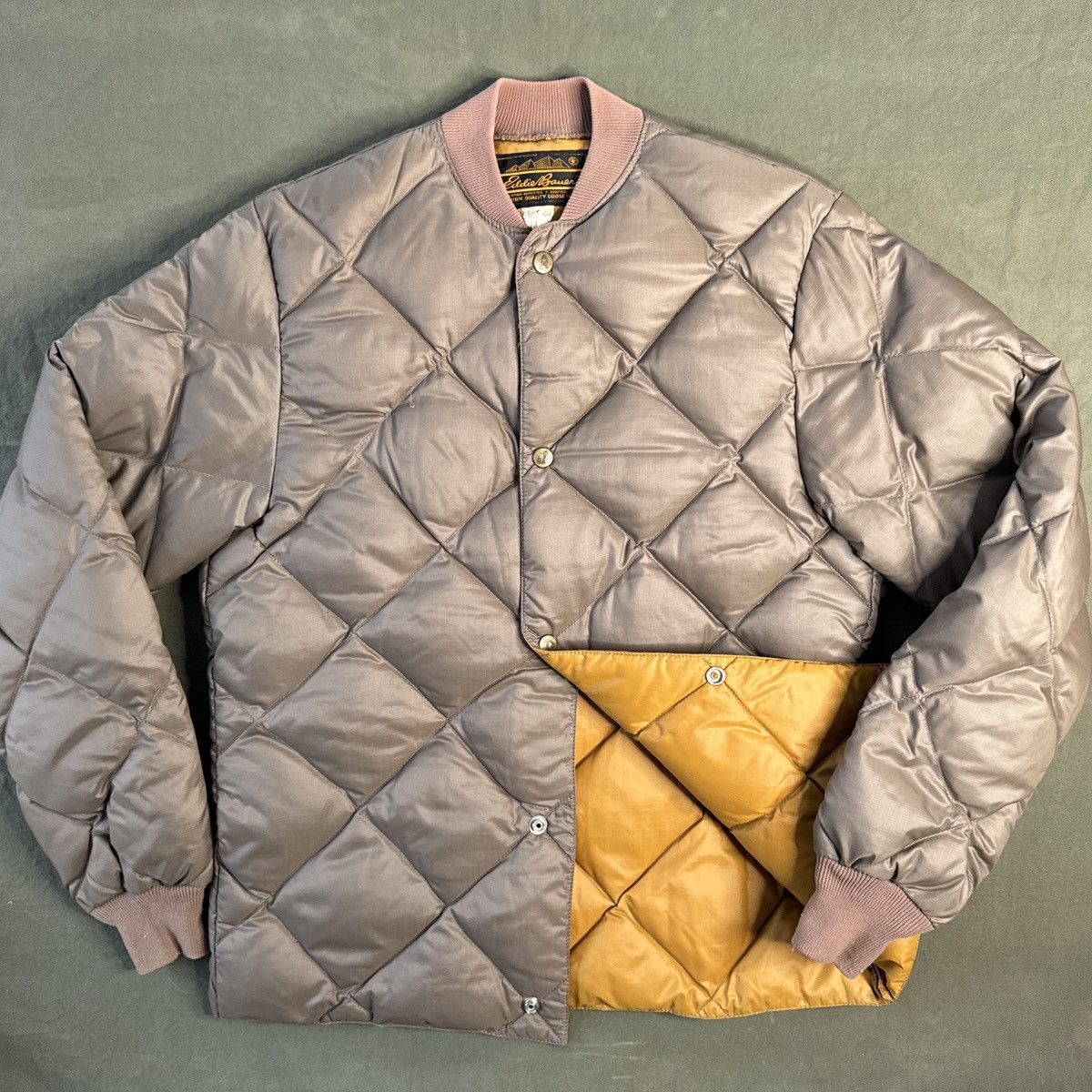 Vintage Eddie Bauer Goose Down Diamond Quilt Bomber 70s 80s