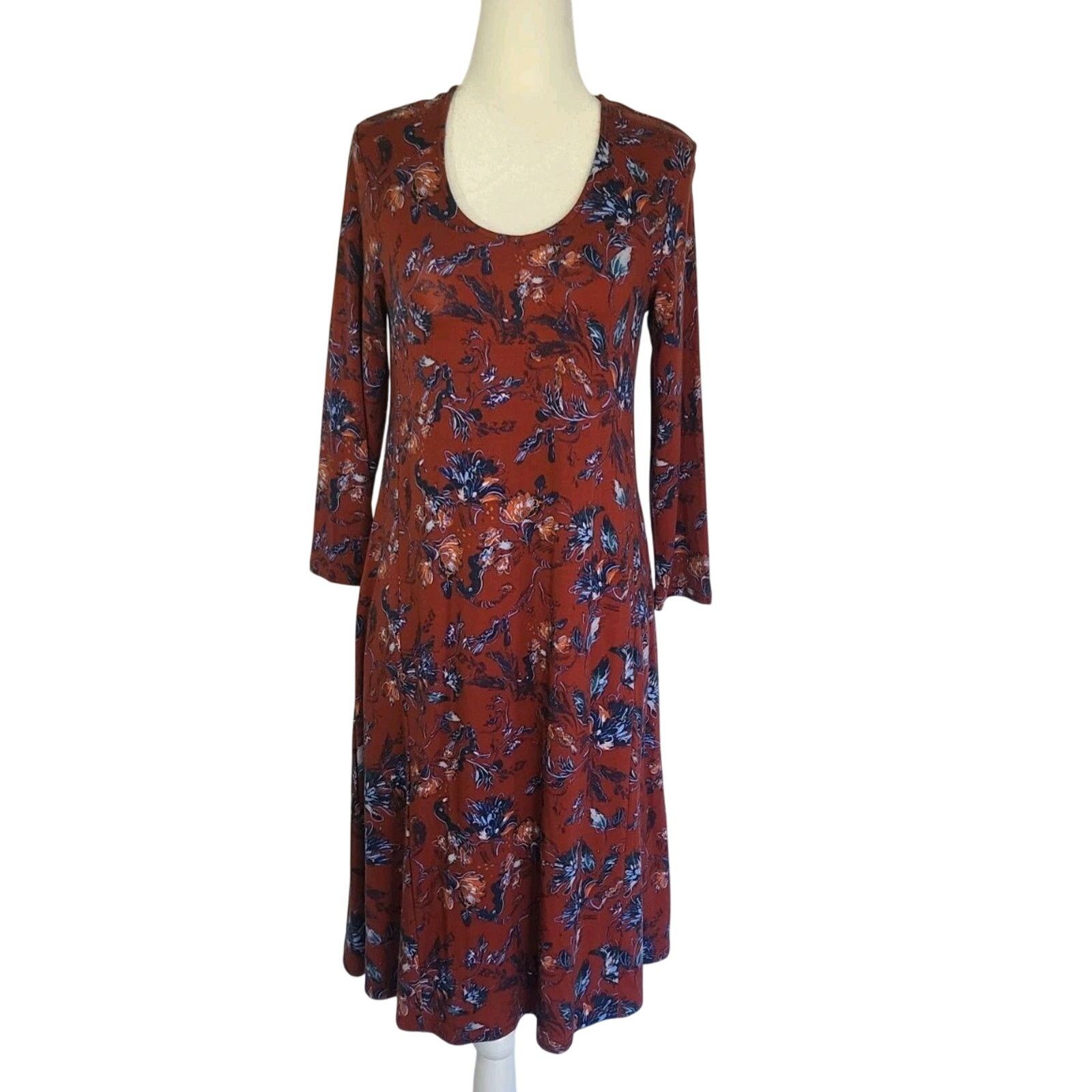 Other New W/Tag Garnet Hill Floral Seamed Knit Trapeze Dress XS Size XS / US 0-2 / IT 36-38 - 2 Thumbnail