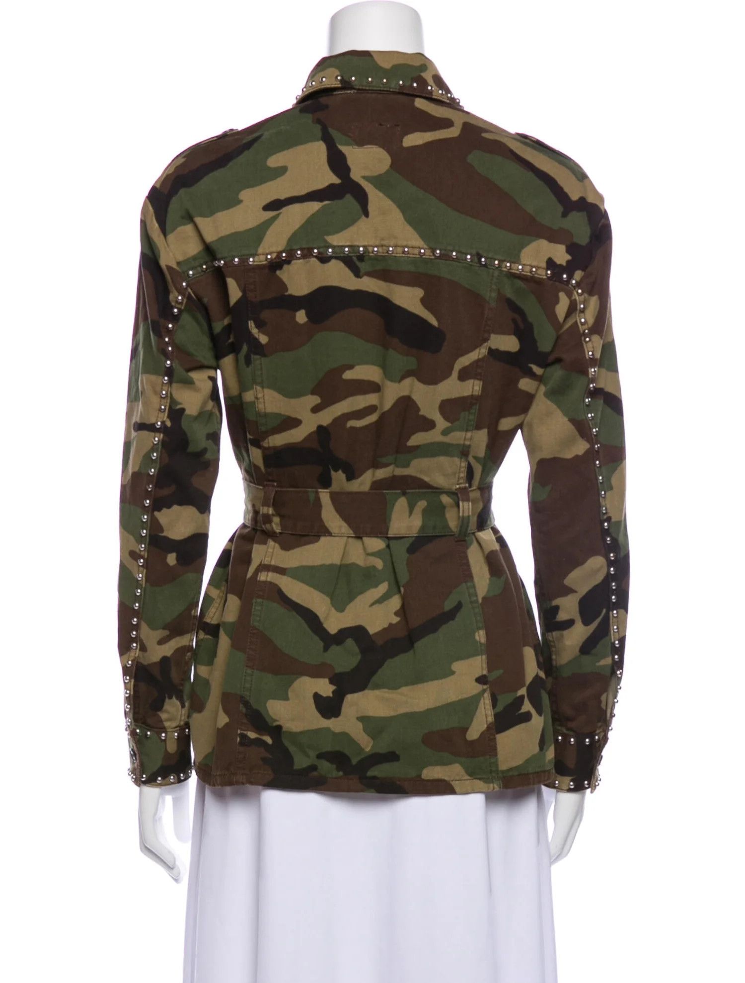 Saint Laurent Paris o1tko10125 Studded Camo Field Jacket in Multicolor Size L / US 10 / IT 46 - 3 Thumbnail