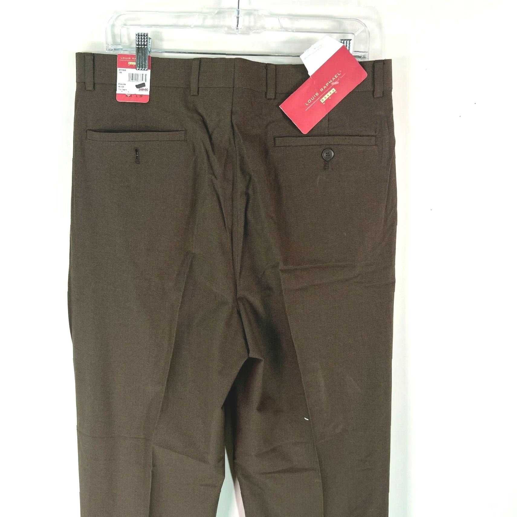 Vintage Louis Raphael Men Dress Pant Mid Rise Cuffed Chocolate Brown 34X29 Regular Stretch Pockets 34 Inseam Size US 34 / EU 50 - 4 Thumbnail
