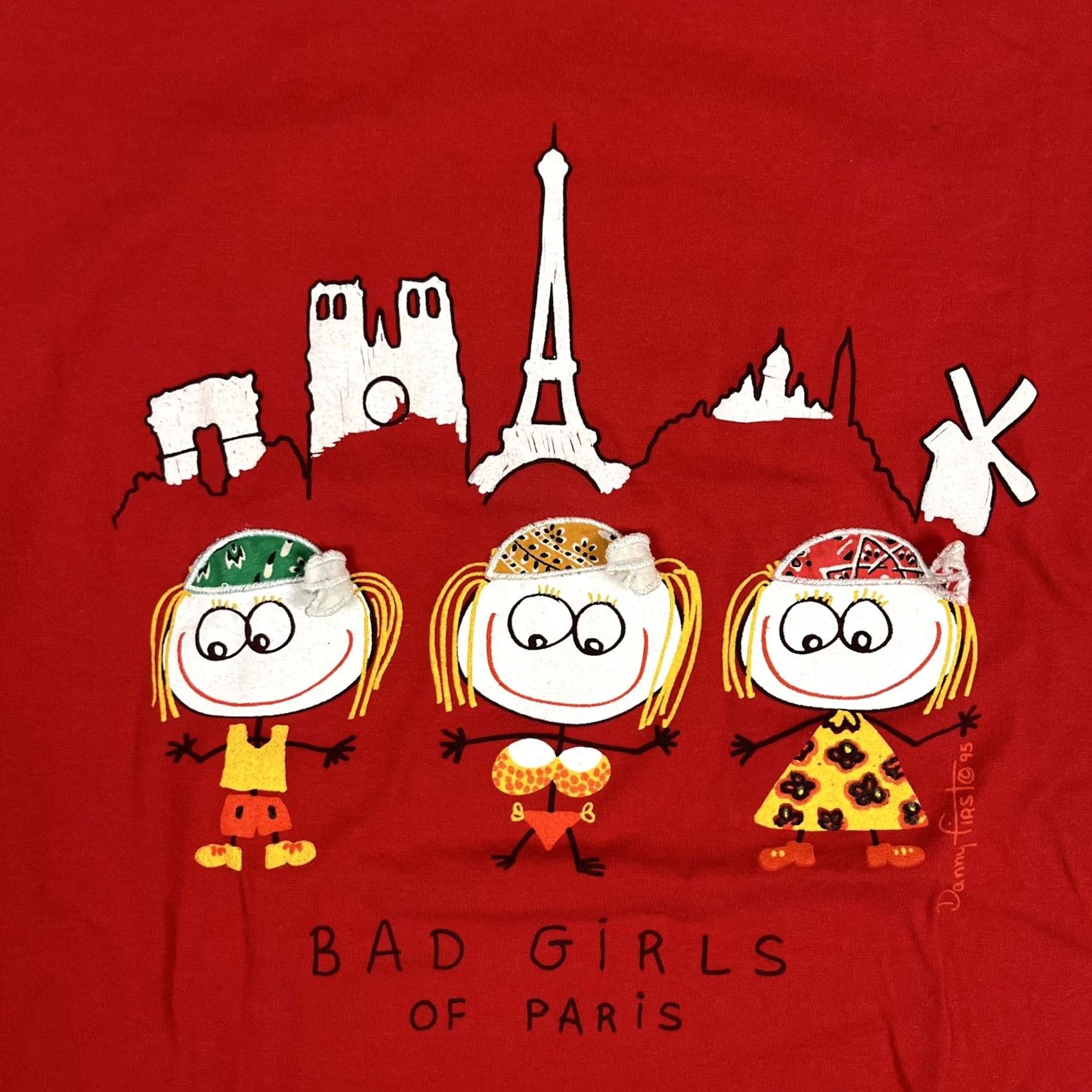 Vintage VINTAGE Alma Mater T-Shirt Paris Bad Girls Of Paris Mens XL Red Graphic Print Crew Neck Short Sleeve 90s Cartoon Size US XL / EU 56 / 4 - 2 Thumbnail