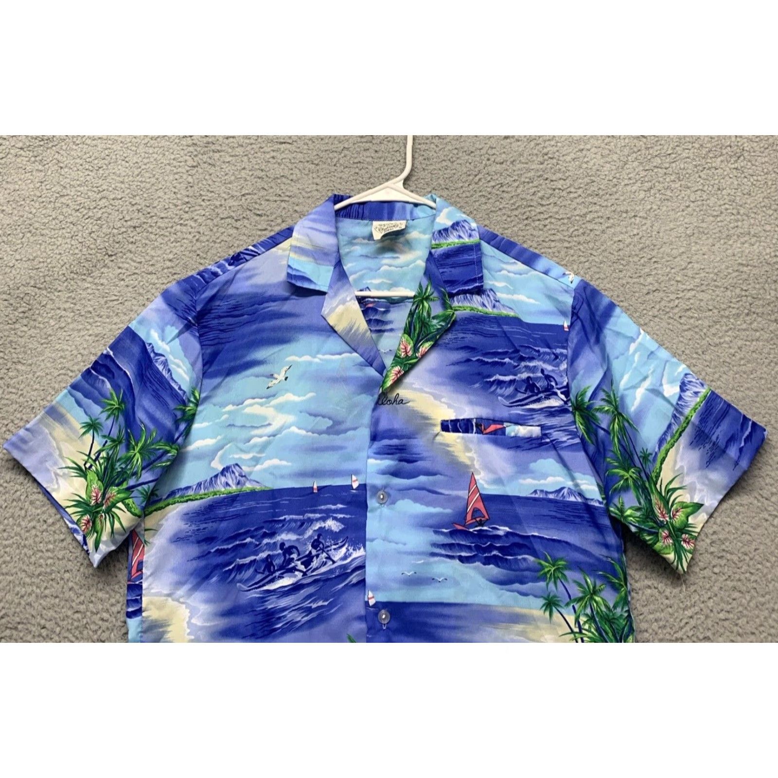 Vintage VINTAGE Royal Creations Mens Hawaiian Shirt Button-Up 1 Pocket Blue M Short Sleeve Size US M / EU 48-50 / 2 - 2 Thumbnail