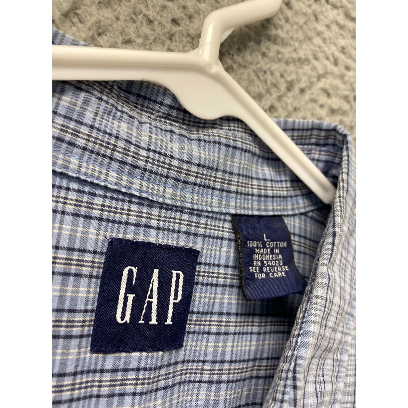 Gap Gap Shirt Mens Large L Heather Blue Gray Plaid Button-Up Multicolor 99-37 Mens Size US L / EU 52-54 / 3 - 3 Thumbnail