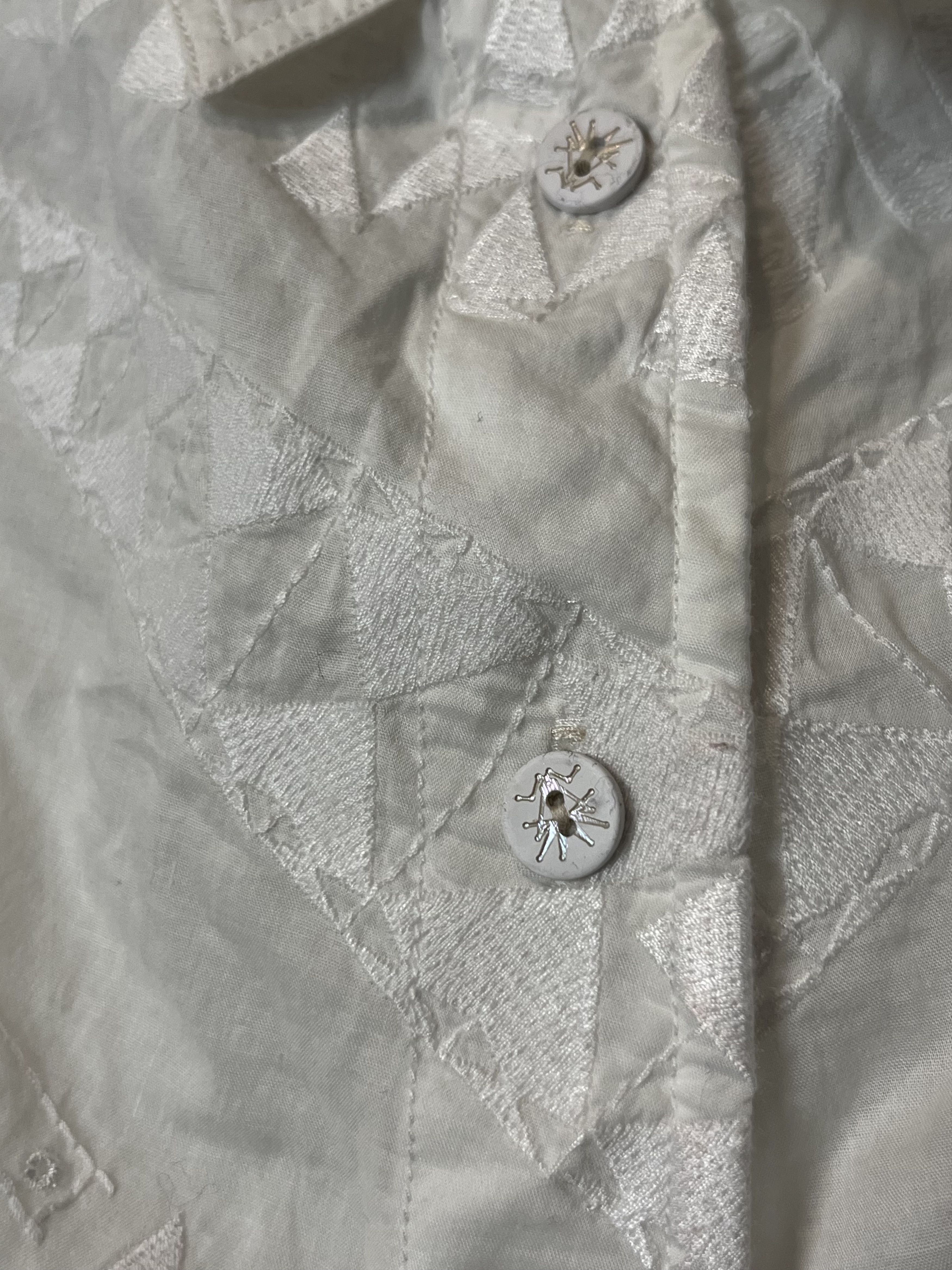 Designer × Marithe + Francois Girbaud × Vintage 90s Vintage Marithe Francois Girbaud White Lace Mesh Shirt Size S / US 4 / IT 40 - 5 Thumbnail
