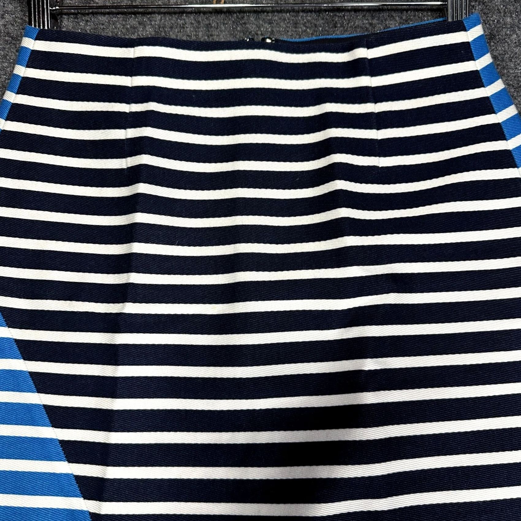 J.Crew J.CREW Skirt Womens 2 Colorblock Striped Pencil Blue White Cotton Lined Back Zip Midi Skirt Womens XS-Plus? Size 26" / US 2 / IT 38 - 2 Thumbnail