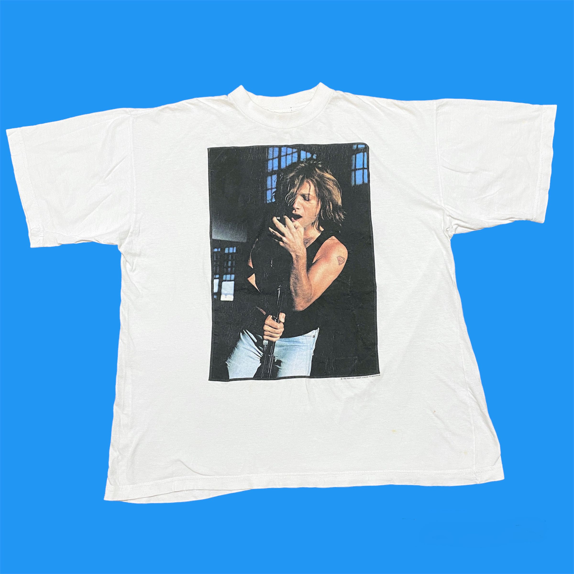 image of 1994 Vintage Bon Jovi Shirt Brockum Vintage Band Tees in White, Men's (Size XL)