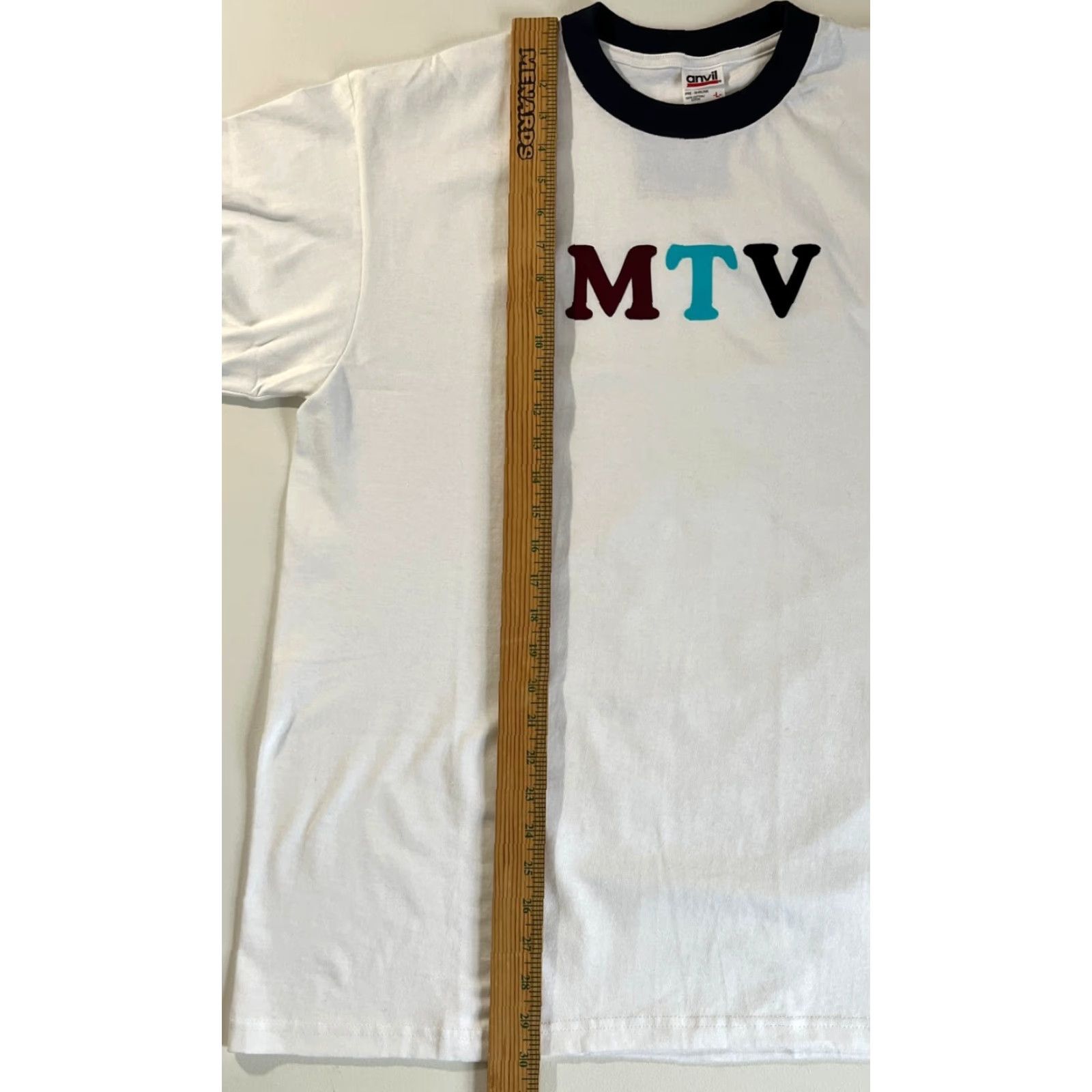 Anvil VINTAGE MTV Video Music Awards Anvil T-Shirt Unisex Adults Short Sleeve Crew Neck White Velvet Print Sz L NOS Size US L / EU 52-54 / 3 - 7 Thumbnail