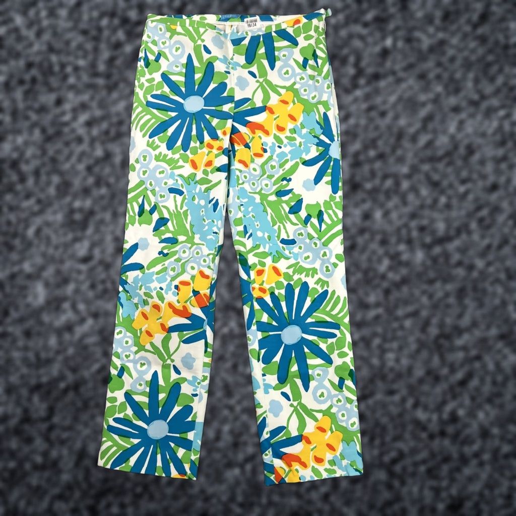 J.McLaughlin J.McLaughlin Pants Womens 0 Multicolor Floral Print Side Zip Straight Leg Bright Size 25" / US 0 / IT 36 - 1 Thumbnail
