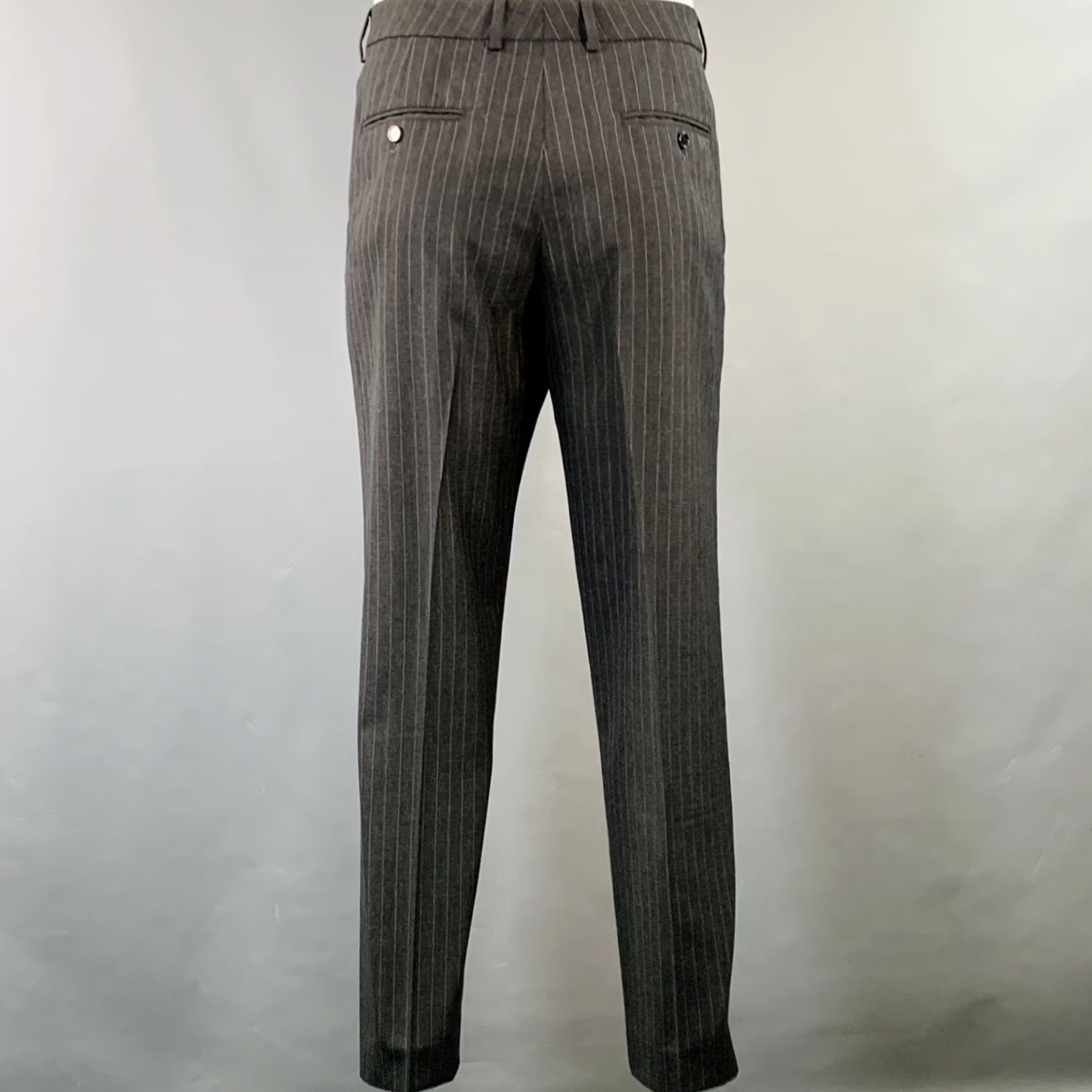 Celine CELINE Size 44 Regular Grey Charcoal Stripe Wool Polyester Suit Size 44R - 5 Thumbnail