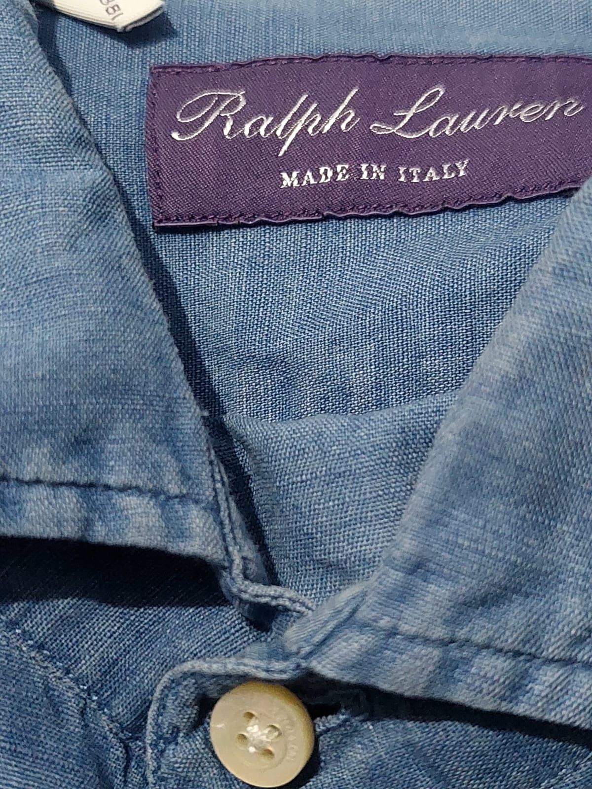 Ralph Lauren Purple Label RLPL Linen Cotton Shirt Engraved Buttons Size US L / EU 52-54 / 3 - 3 Thumbnail