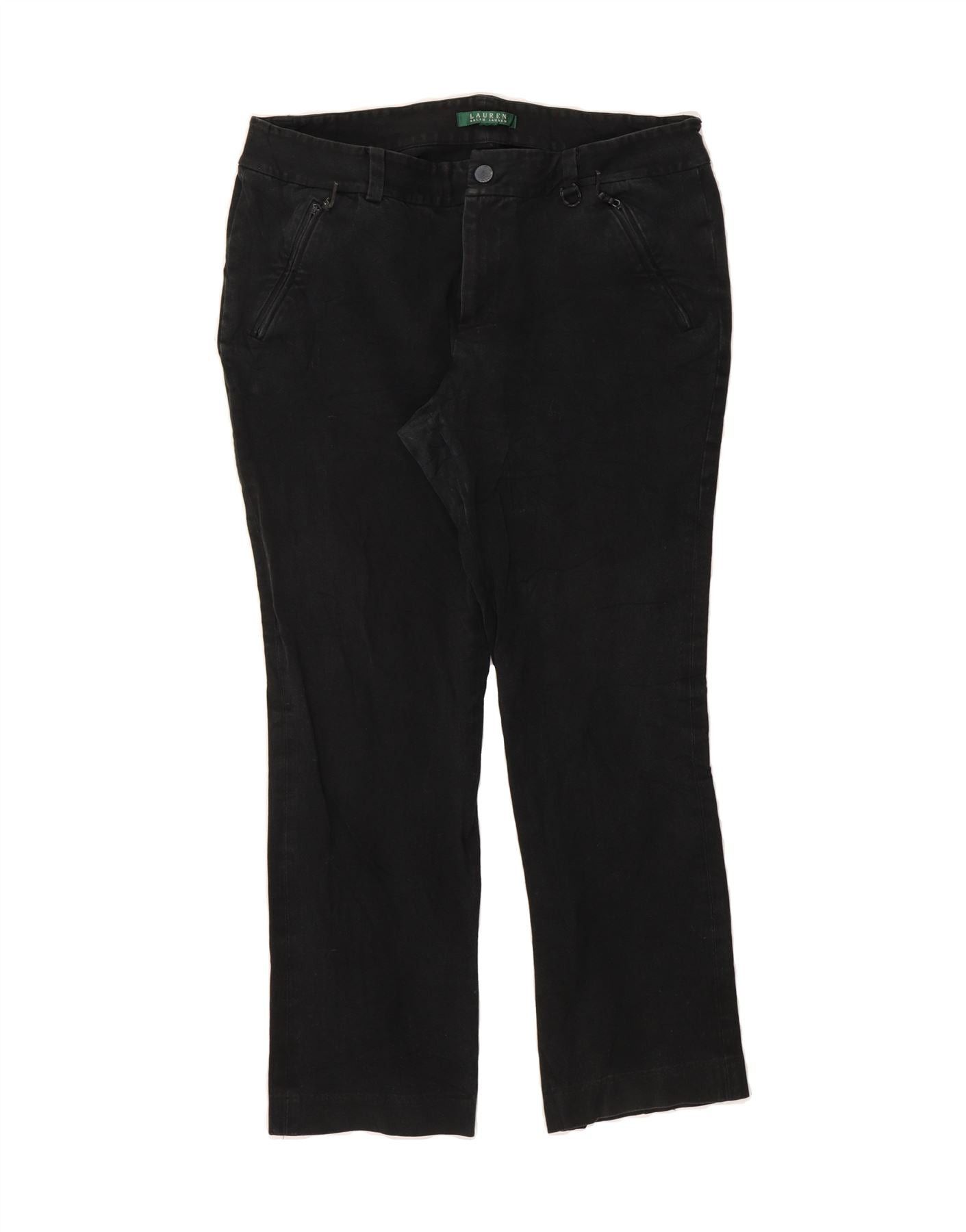 Ralph Lauren Womens Straight Chino Trousers W32 L27 Black Cotton Size 24" / US 00 / IT 34 - 1 Thumbnail